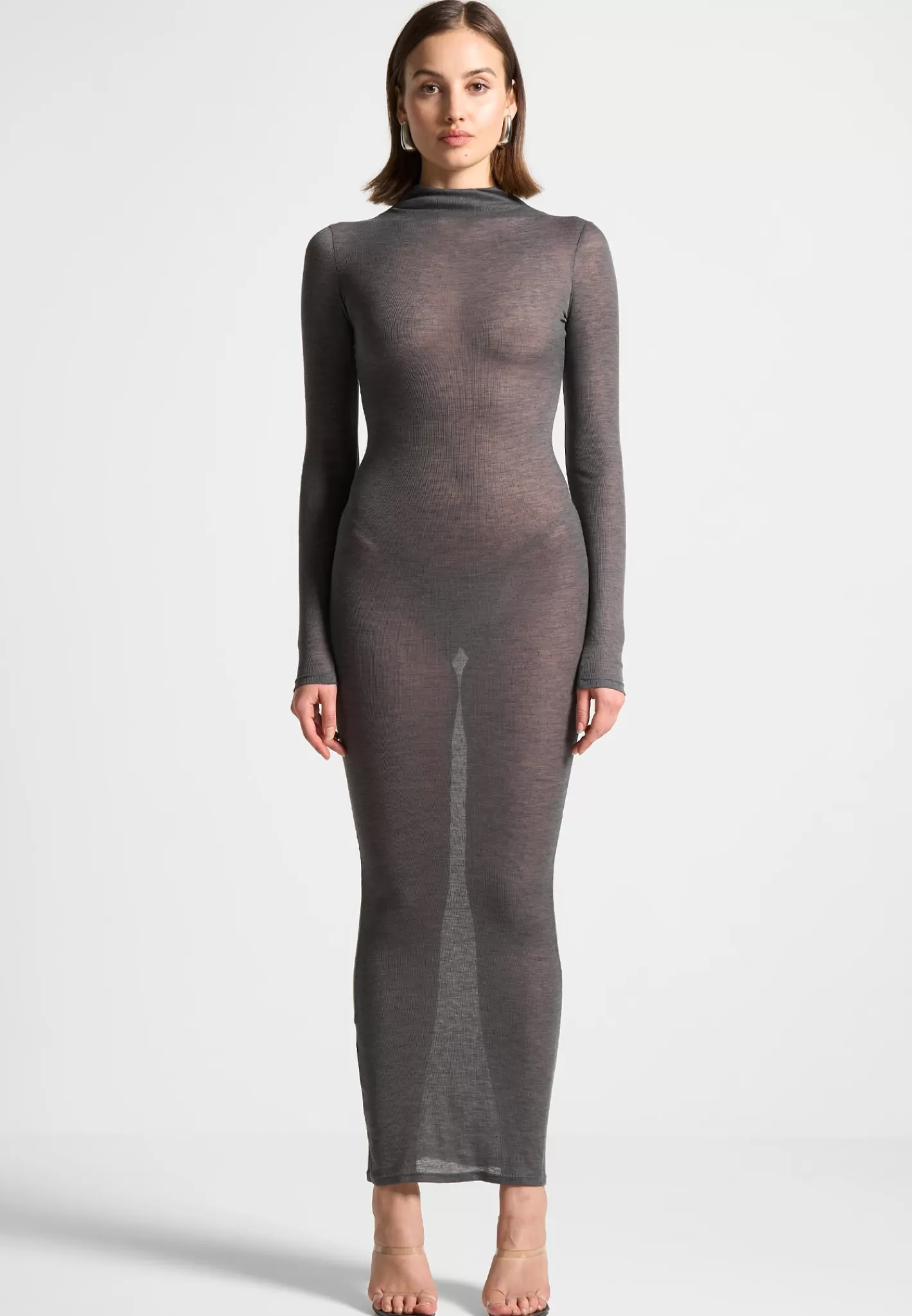 Éternelle Mock Neck Sheer Midaxi Dress - -Manière De Voir Cheap