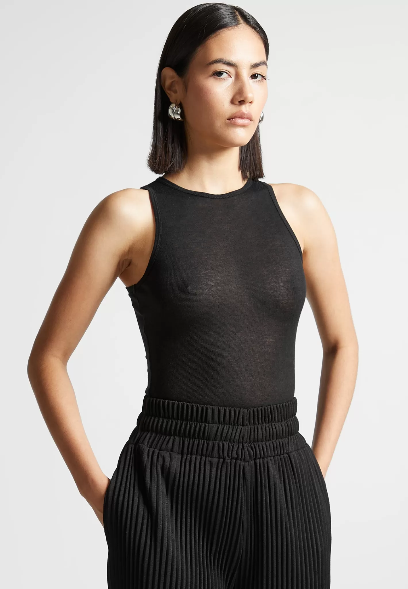 Éternelle Sheer Racer Neck Bodysuit - -Manière De Voir Outlet