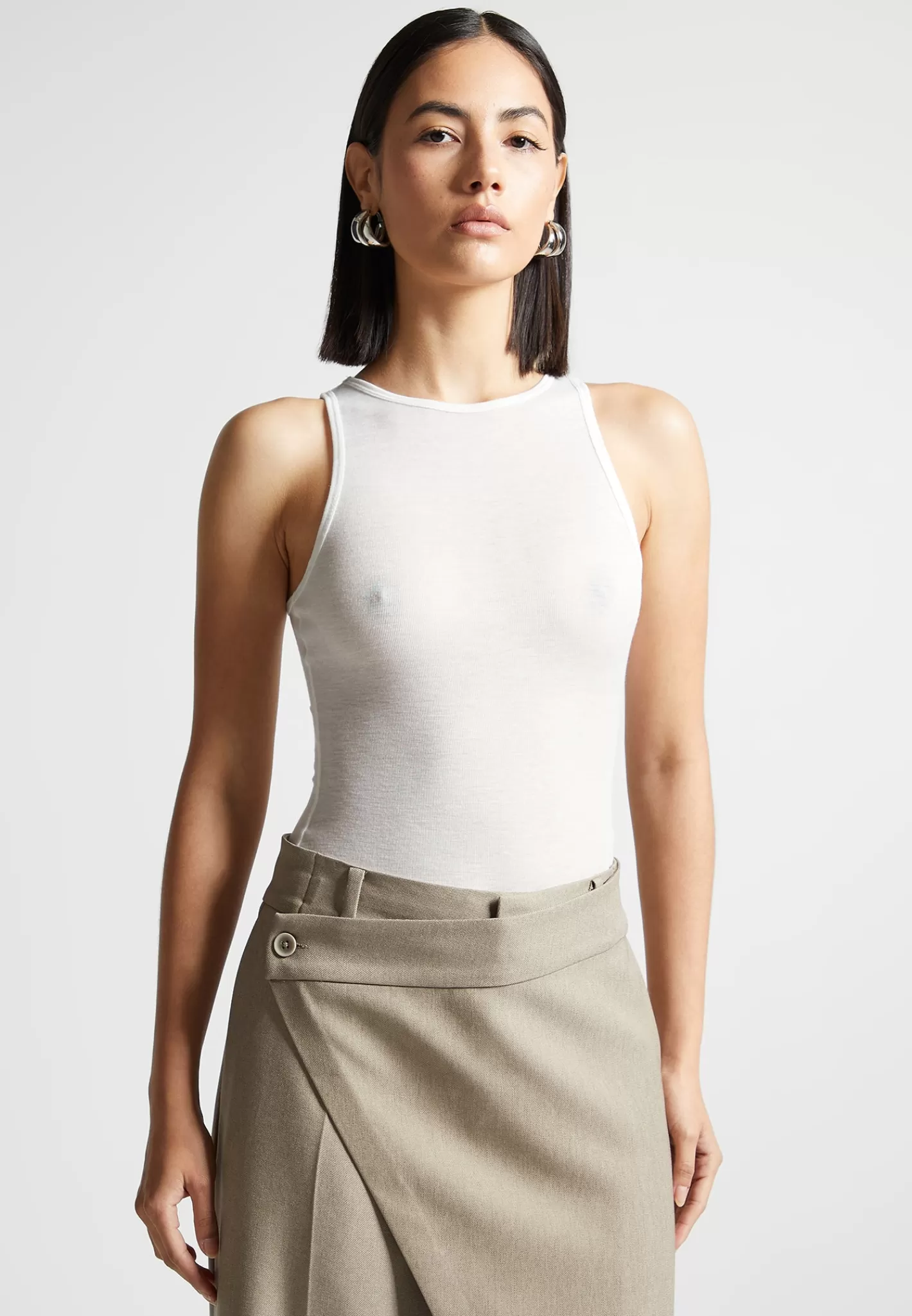 Éternelle Sheer Racer Neck Bodysuit - -Manière De Voir Flash Sale
