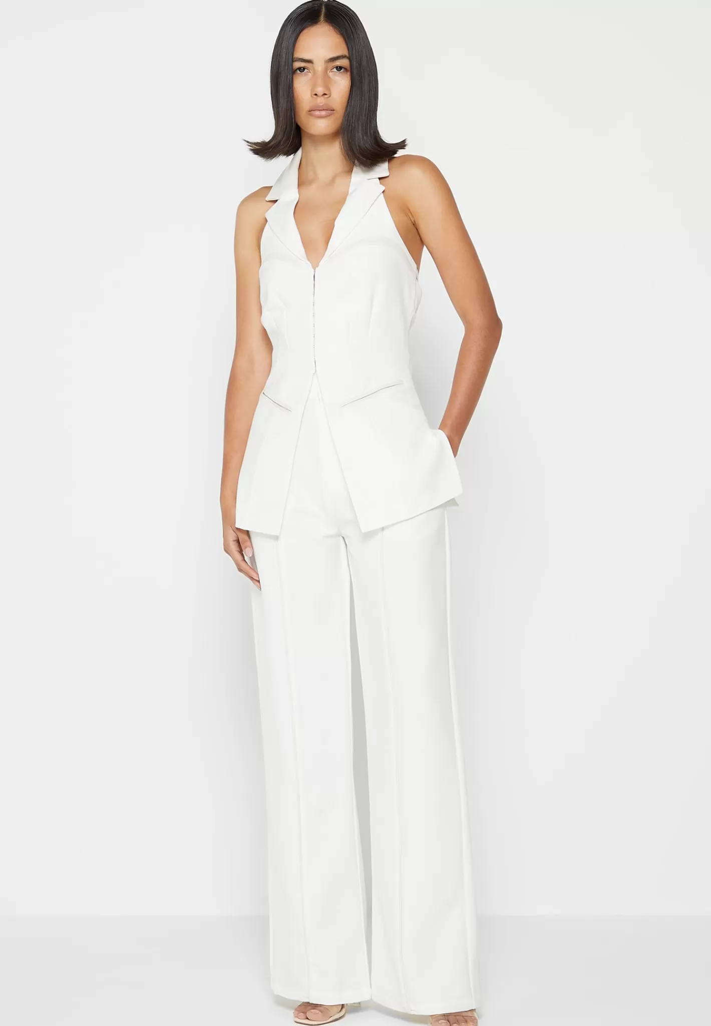 Trousers with Vegan Leather Pintuck - -Manière De Voir Best Sale