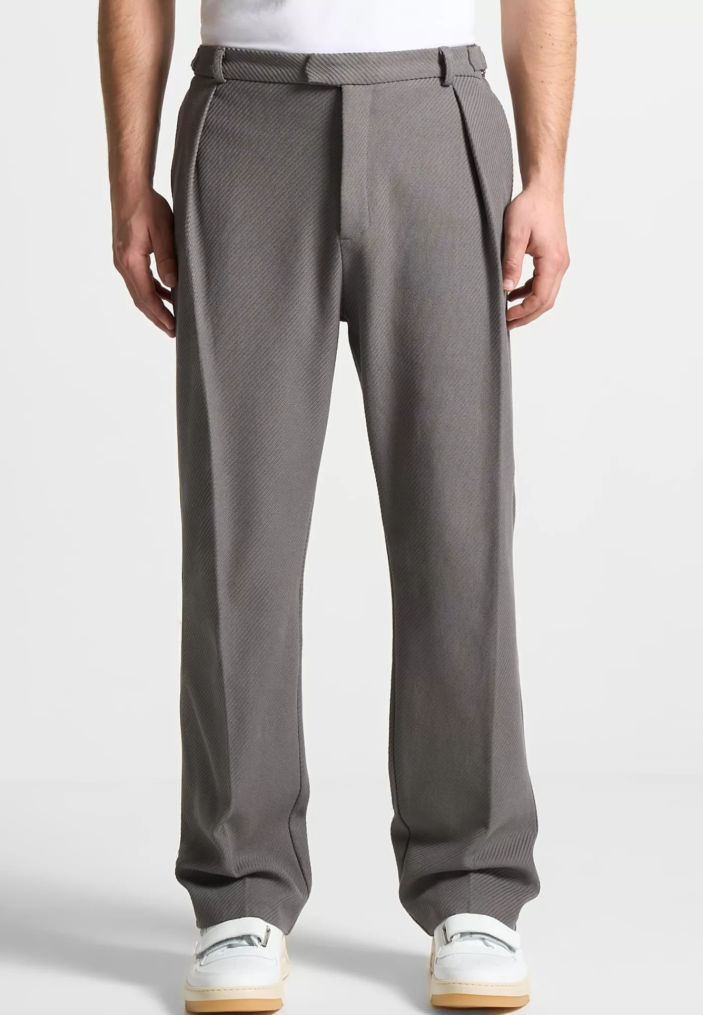 Twill Regular Trousers with Pleat - -Manière De Voir Shop