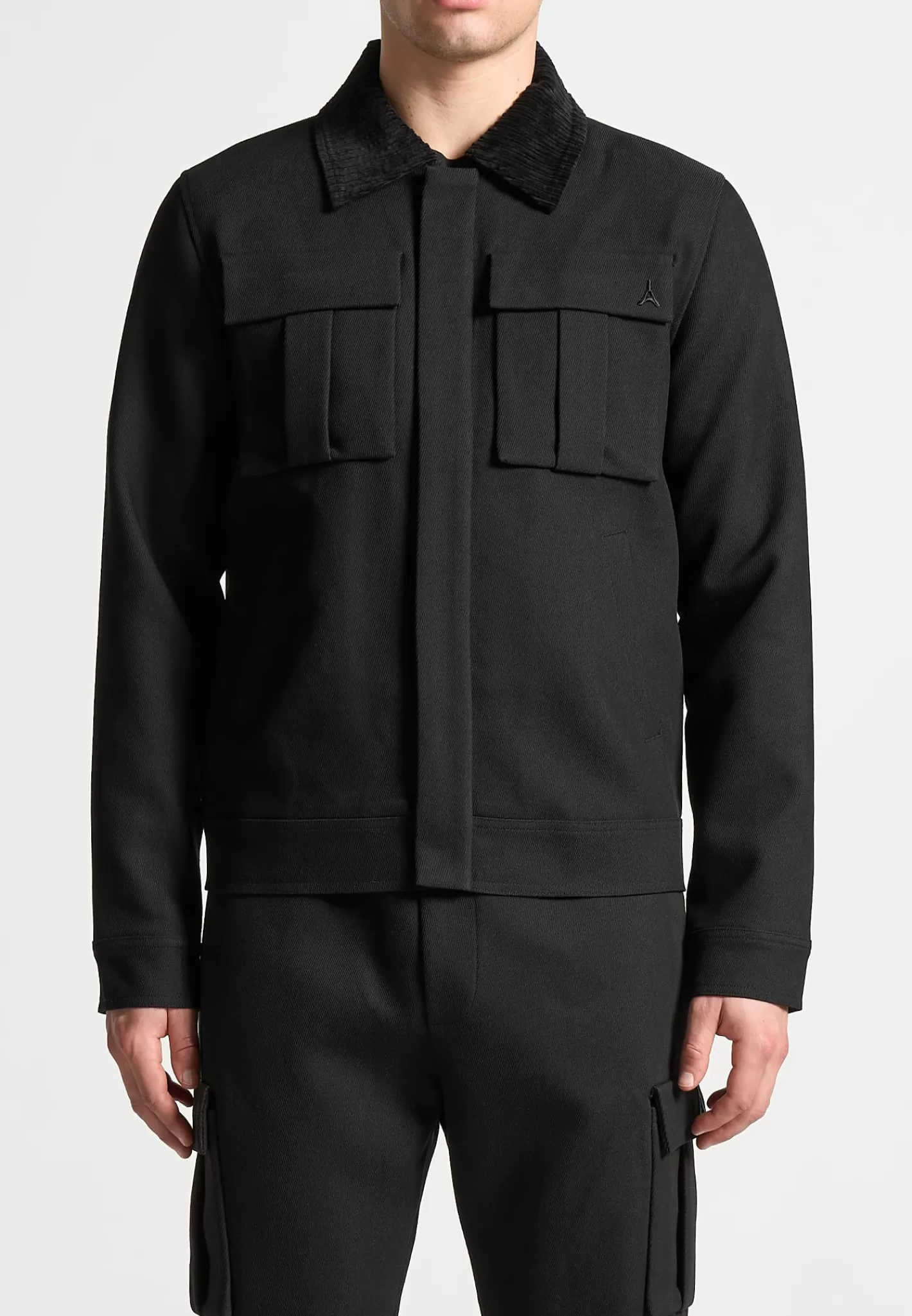 Twill Trucker Jacket with Velvet Collar - -Manière De Voir Online