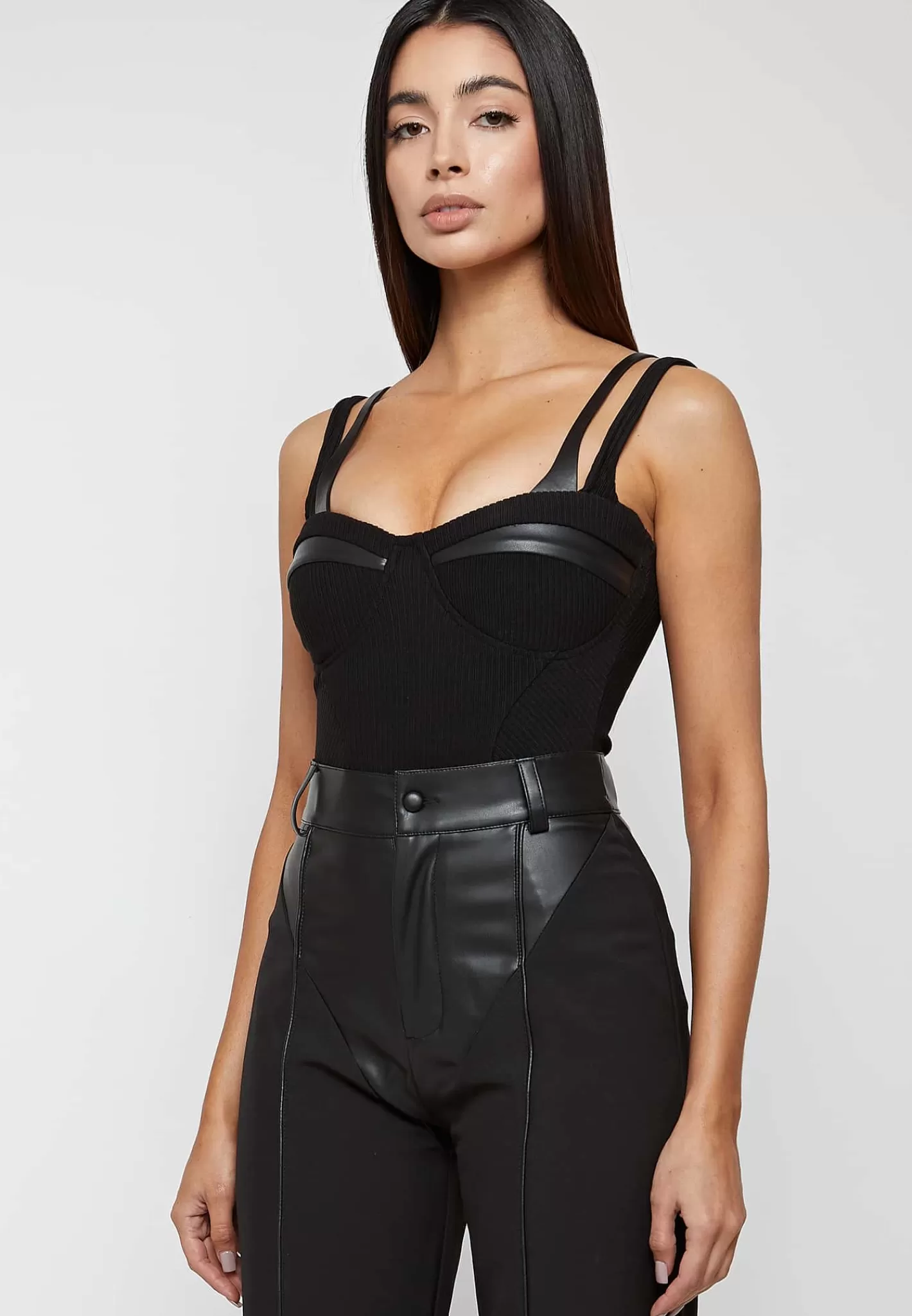 Twin Strap Ribbed Bodysuit - -Manière De Voir Flash Sale