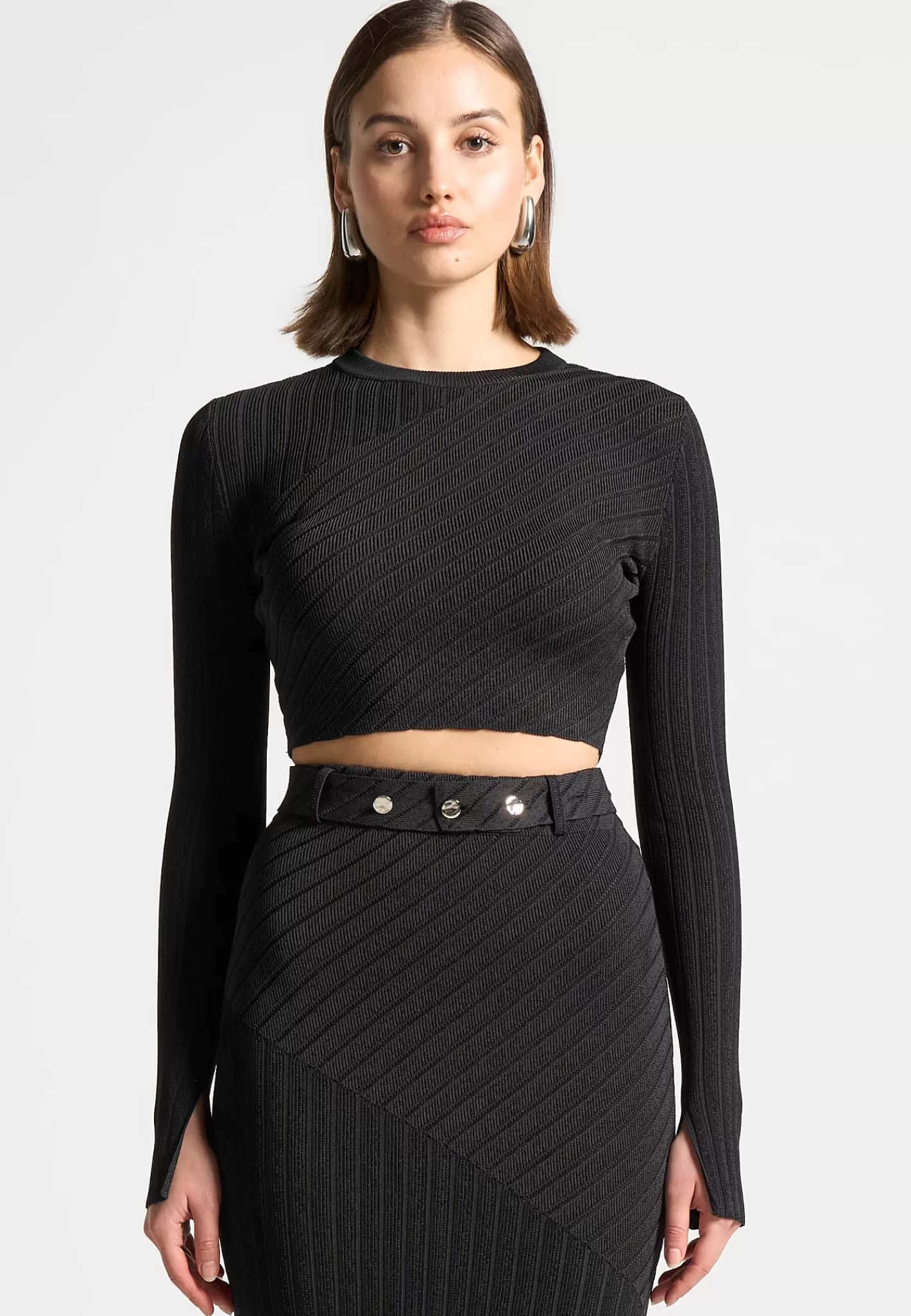 Two-Tone Ribbed Knit Top - -Manière De Voir Fashion