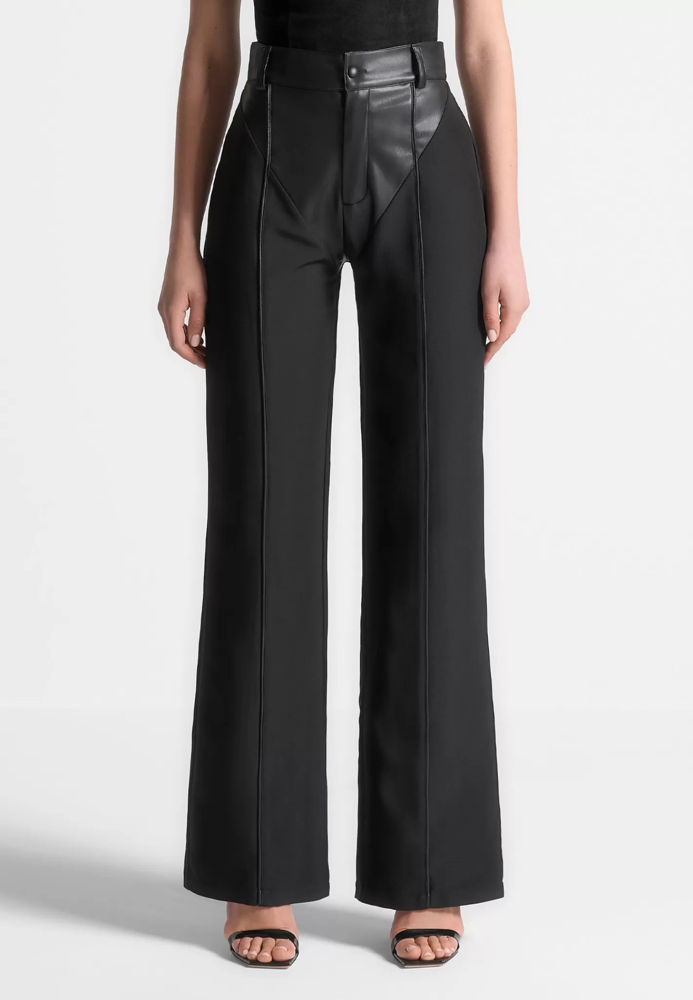 Vegan Leather & Woven Trousers - -Manière De Voir Sale