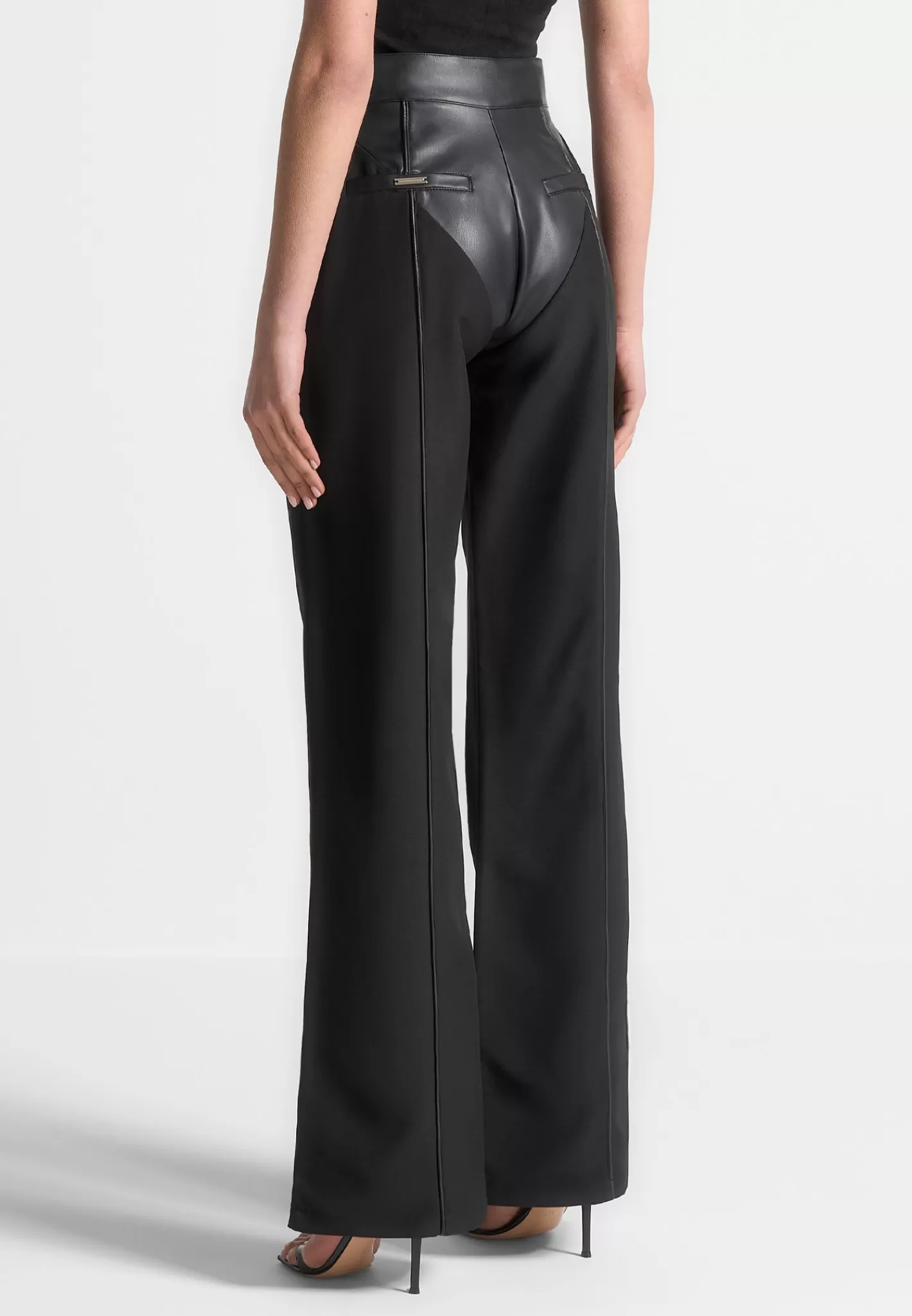 Vegan Leather & Woven Trousers - -Manière De Voir Sale