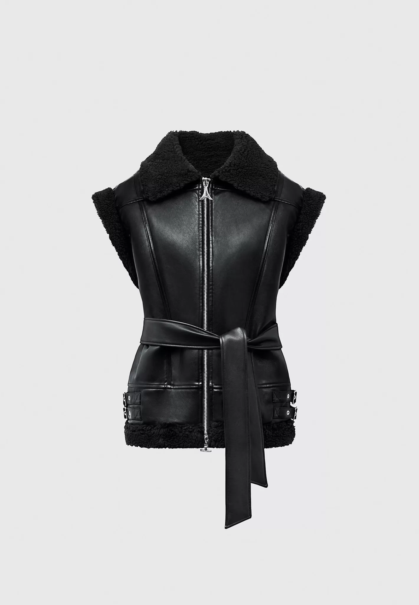 Vegan Leather and Borg Oversized Gilet - -Manière De Voir Hot