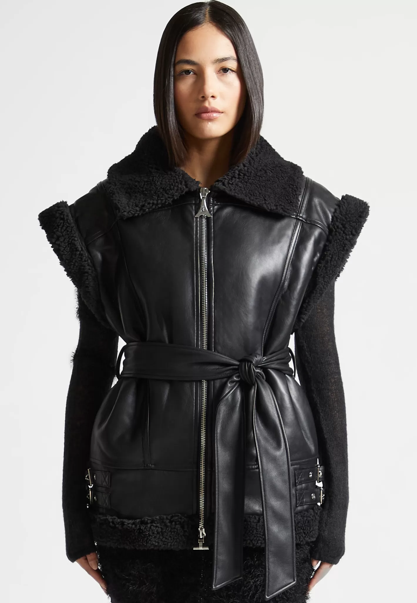 Vegan Leather and Borg Oversized Gilet - -Manière De Voir Hot