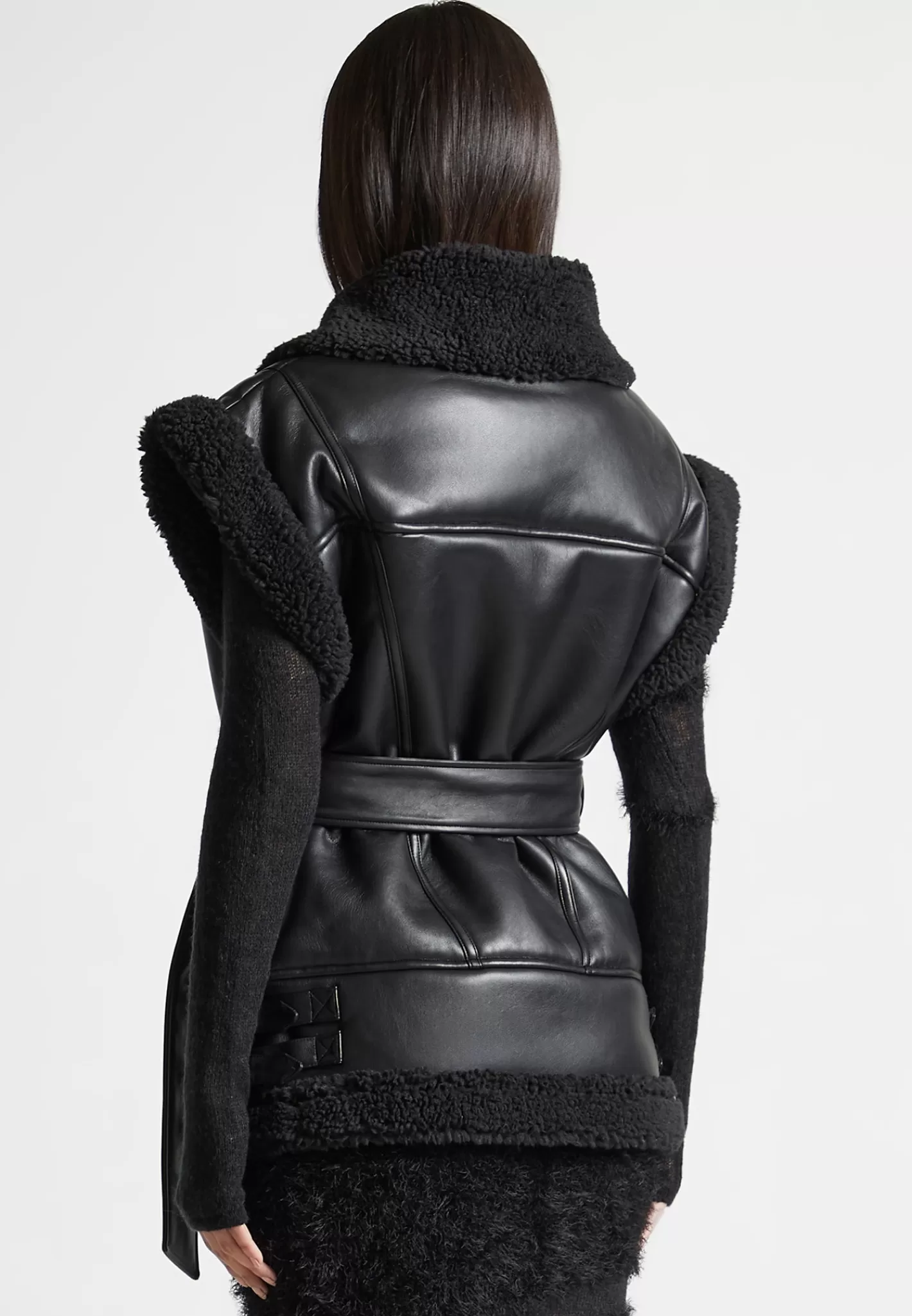 Vegan Leather and Borg Oversized Gilet - -Manière De Voir Hot