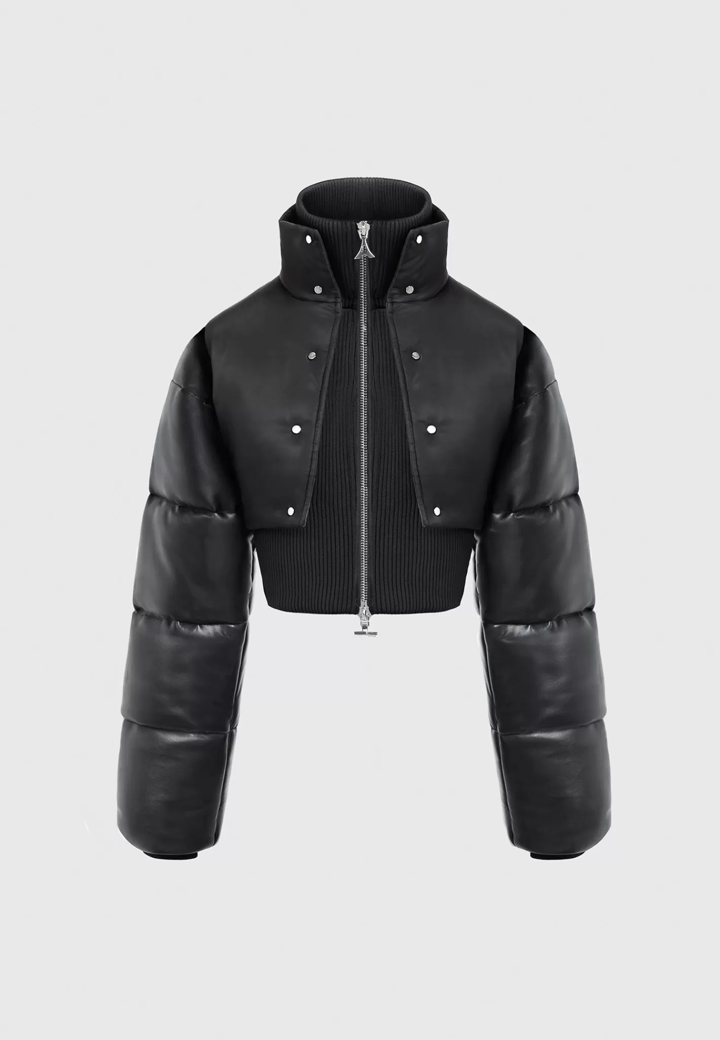 Vegan Leather and Nylon Layered Puffer Jacket - -Manière De Voir Shop