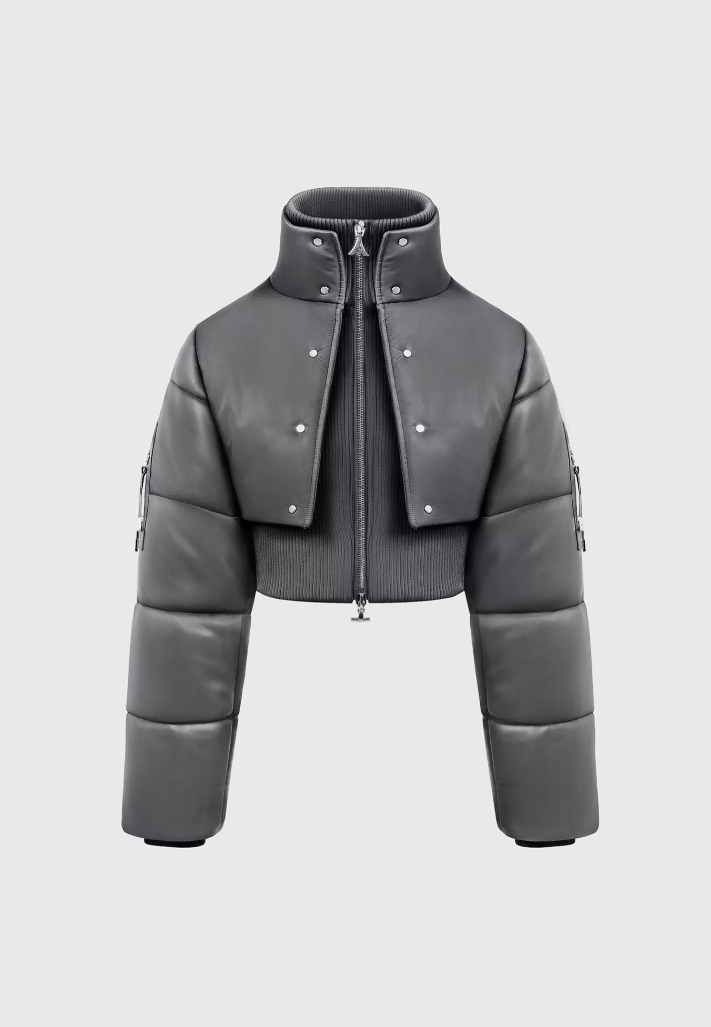Vegan Leather and Nylon Layered Puffer Jacket - -Manière De Voir Clearance