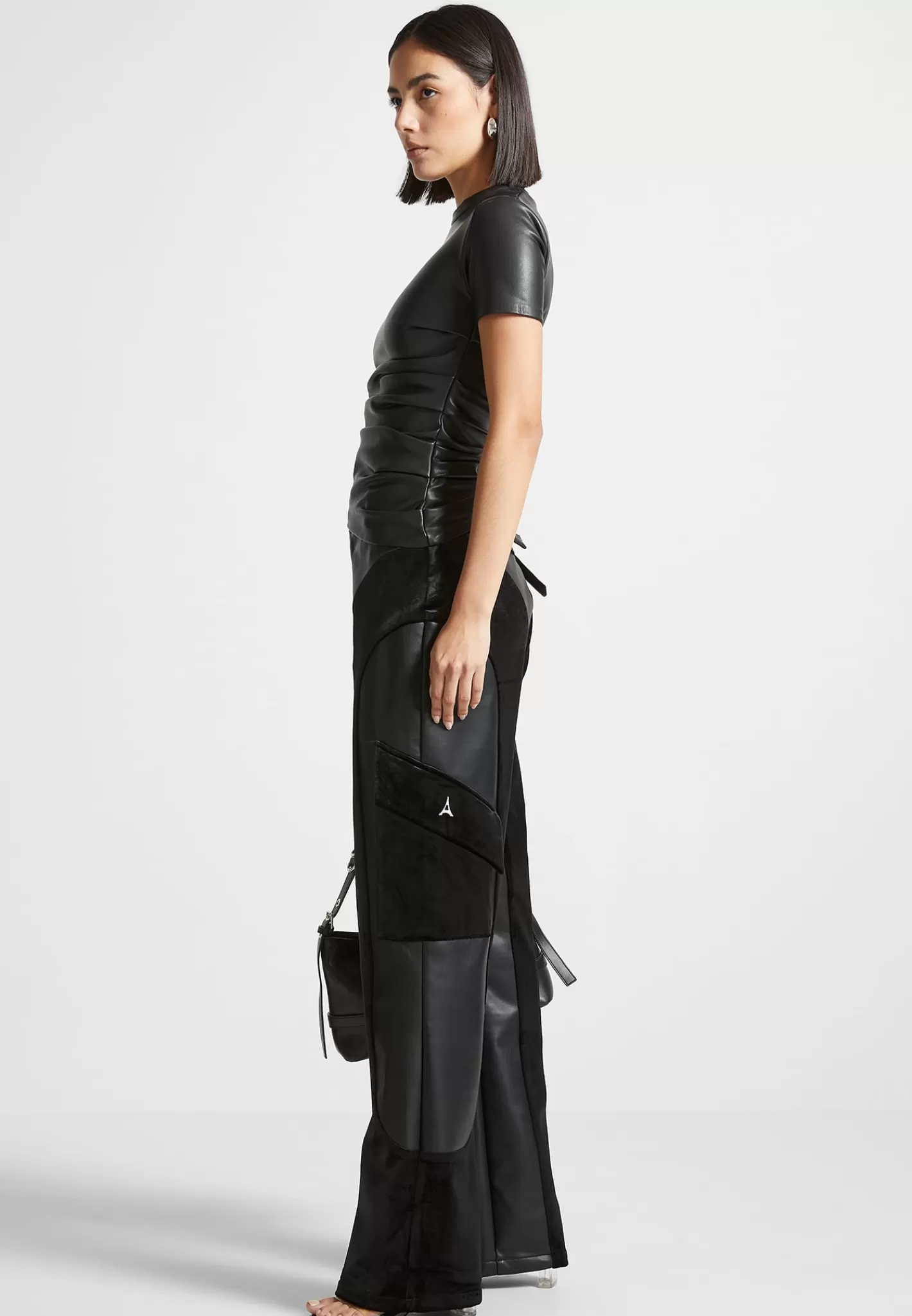 Vegan Leather and Velvet Cargo Pants - -Manière De Voir Shop