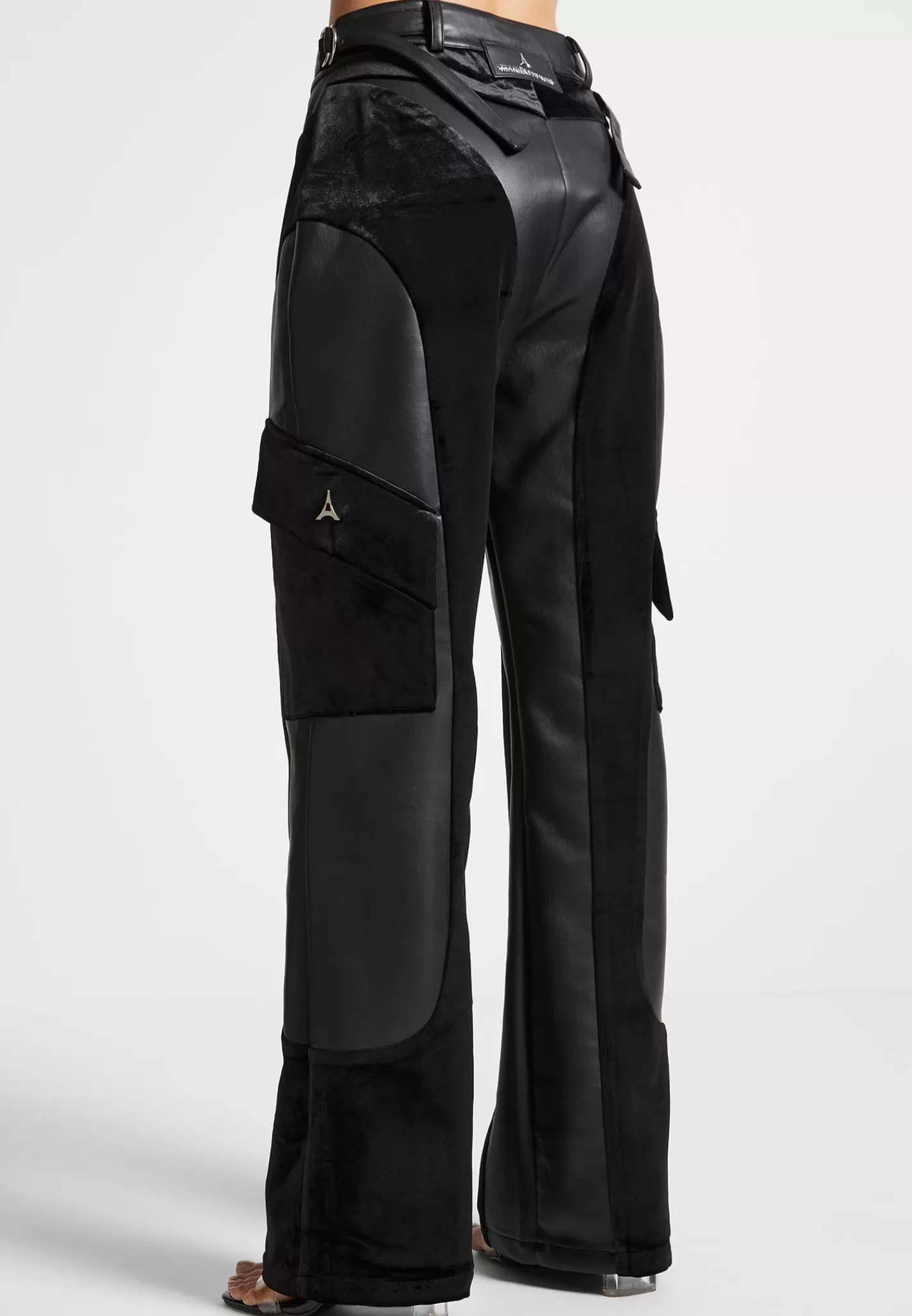 Vegan Leather and Velvet Cargo Pants - -Manière De Voir Shop