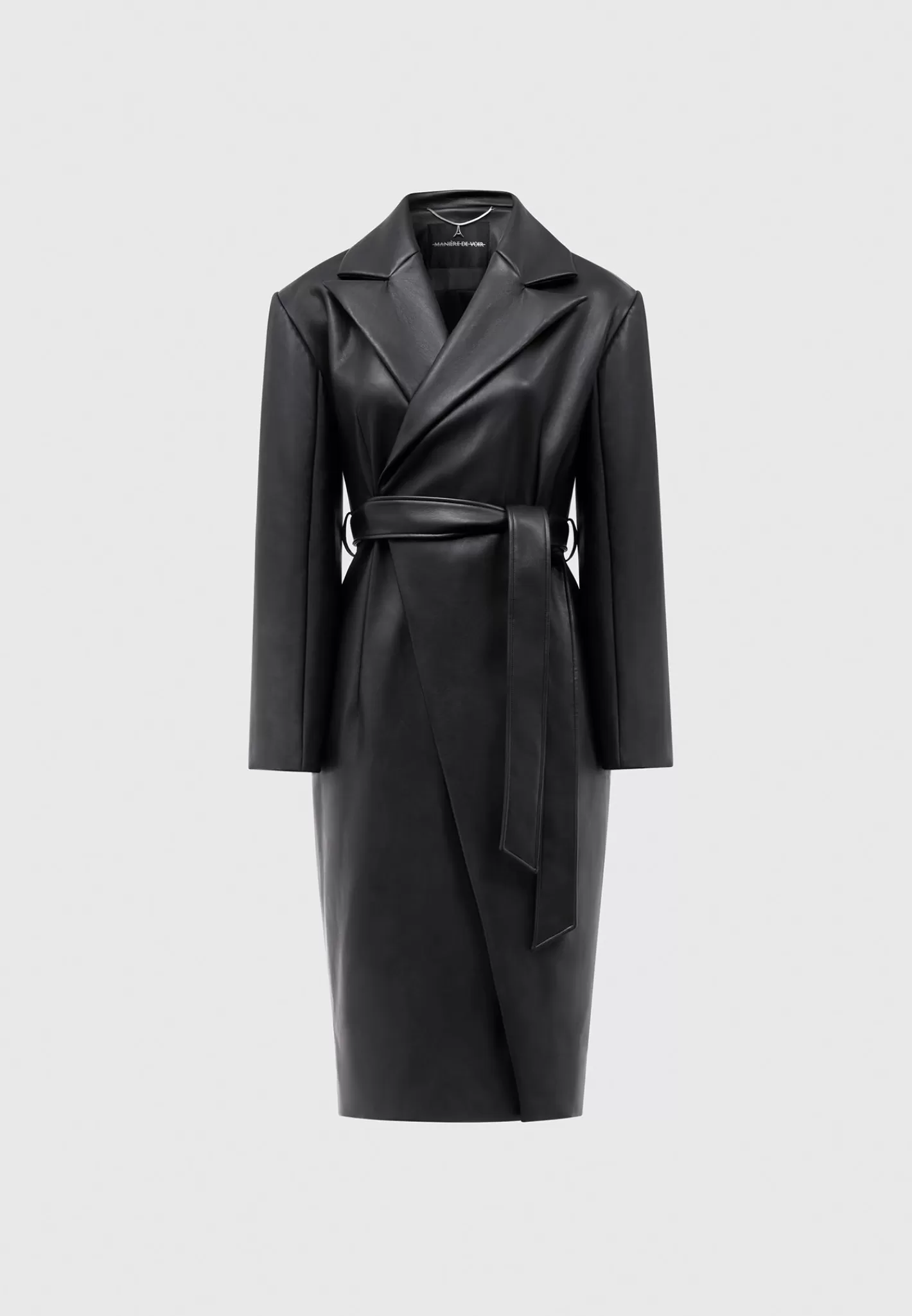 Vegan Leather Asymmetric Tailored Longline Coat - -Manière De Voir Discount
