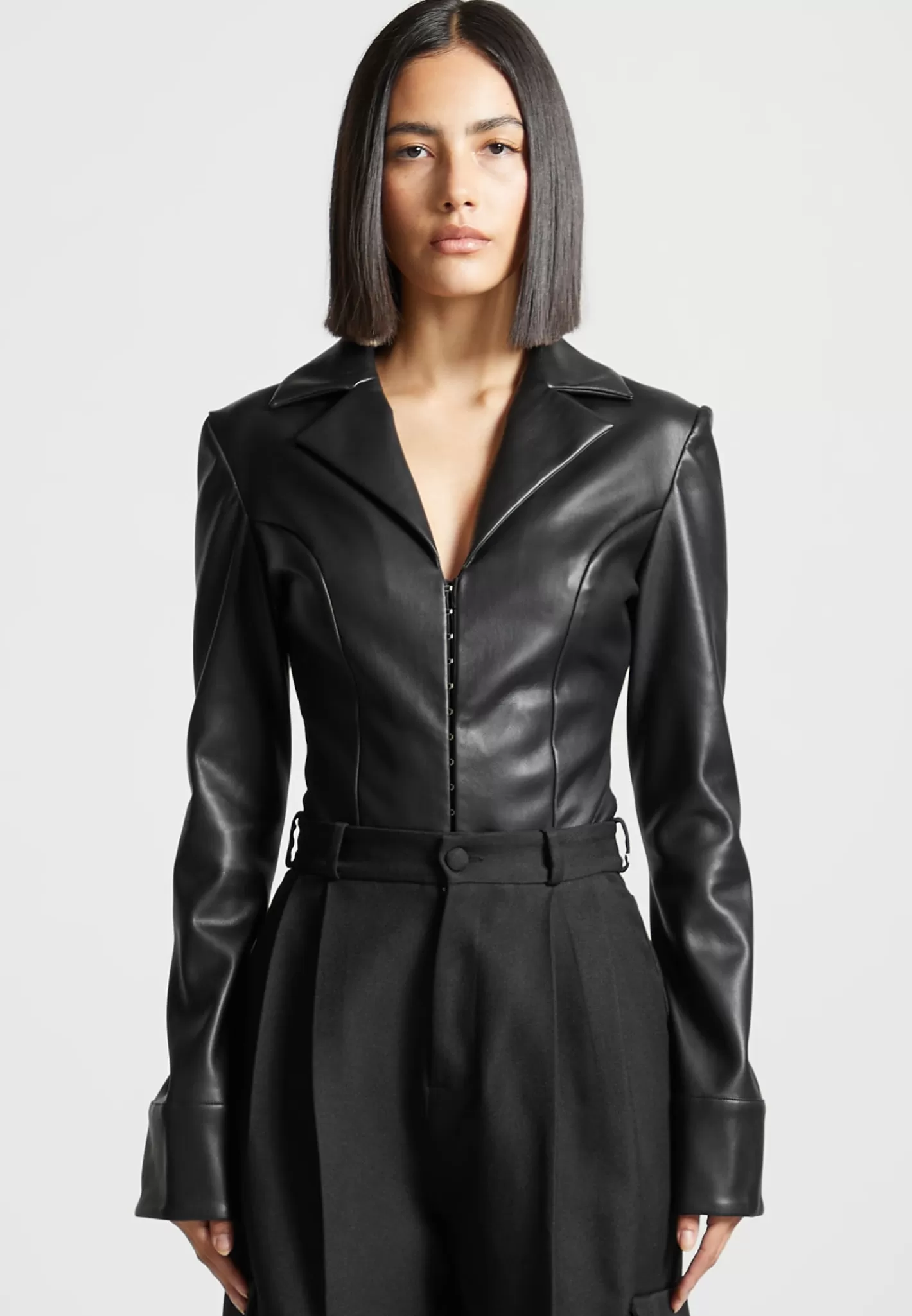 Vegan Leather Blazer Bodysuit - -Manière De Voir Flash Sale