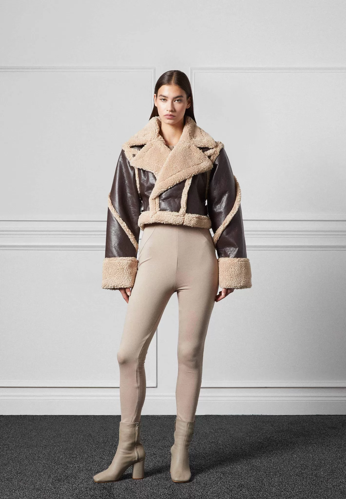 Vegan Leather Borg Contour Biker Jacket - -Manière De Voir New