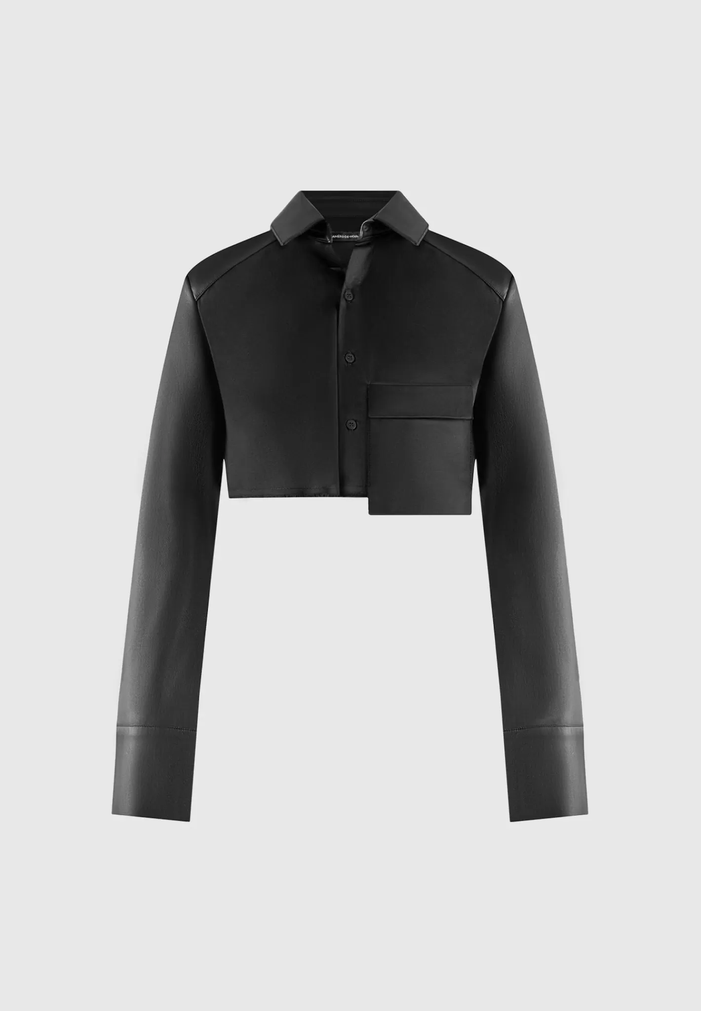 Vegan Leather Contrast Cropped Shirt - -Manière De Voir Clearance