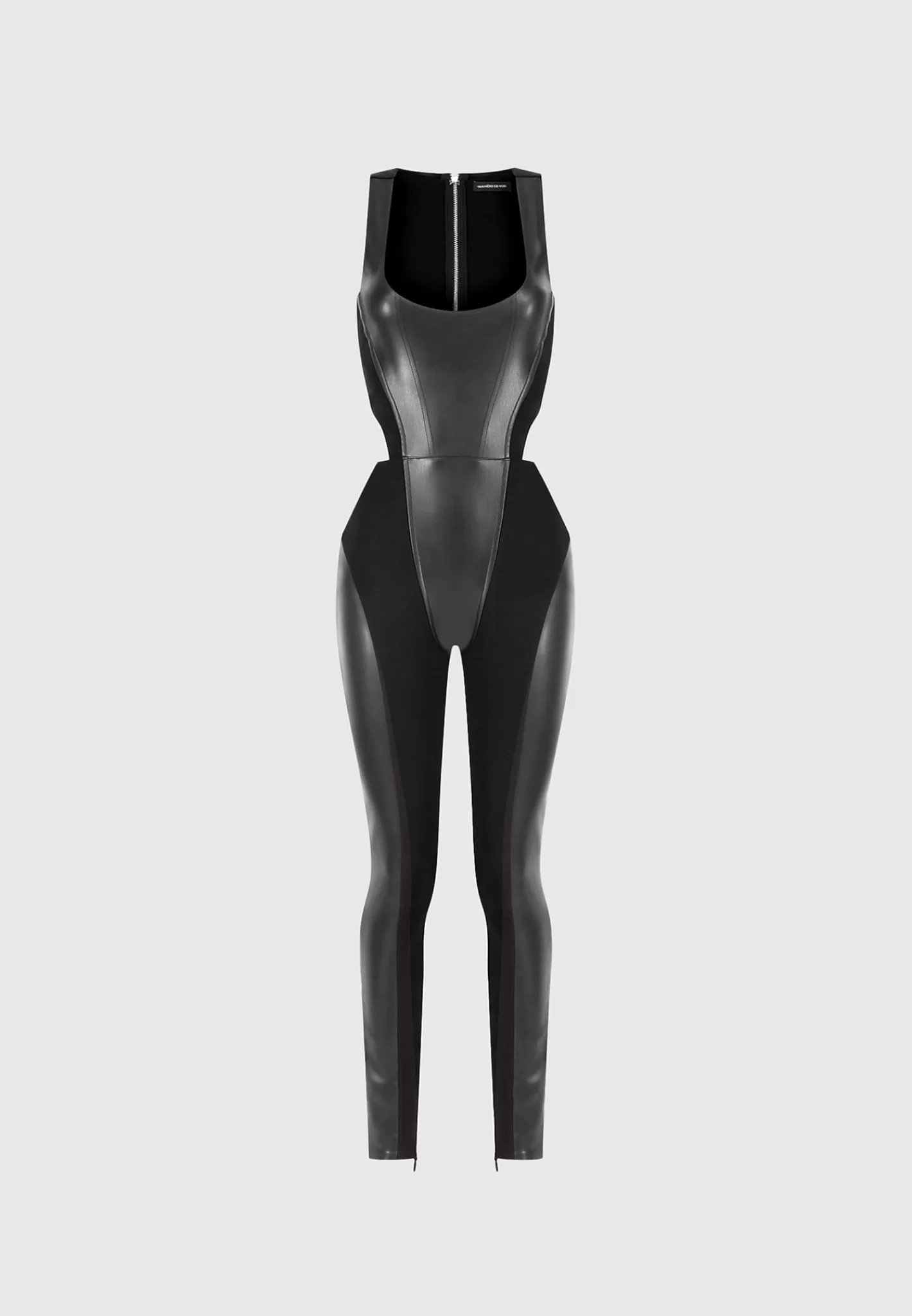 Vegan Leather Corset Lace Up Jumpsuit - -Manière De Voir Flash Sale