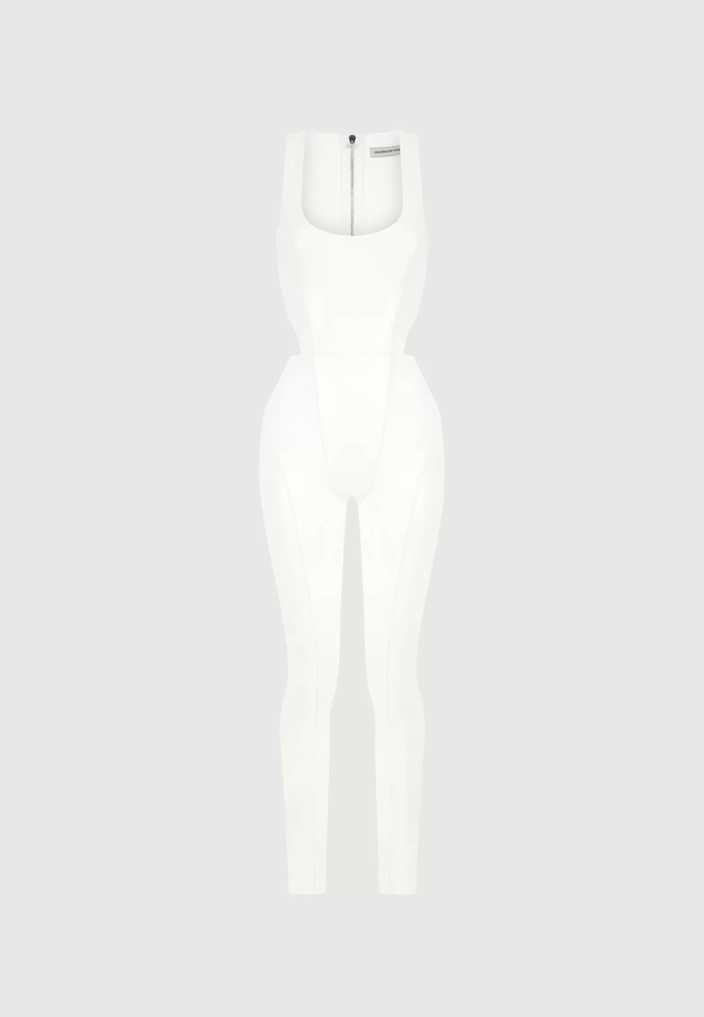 Vegan Leather Corset Lace Up Jumpsuit - Off White-Manière De Voir Discount