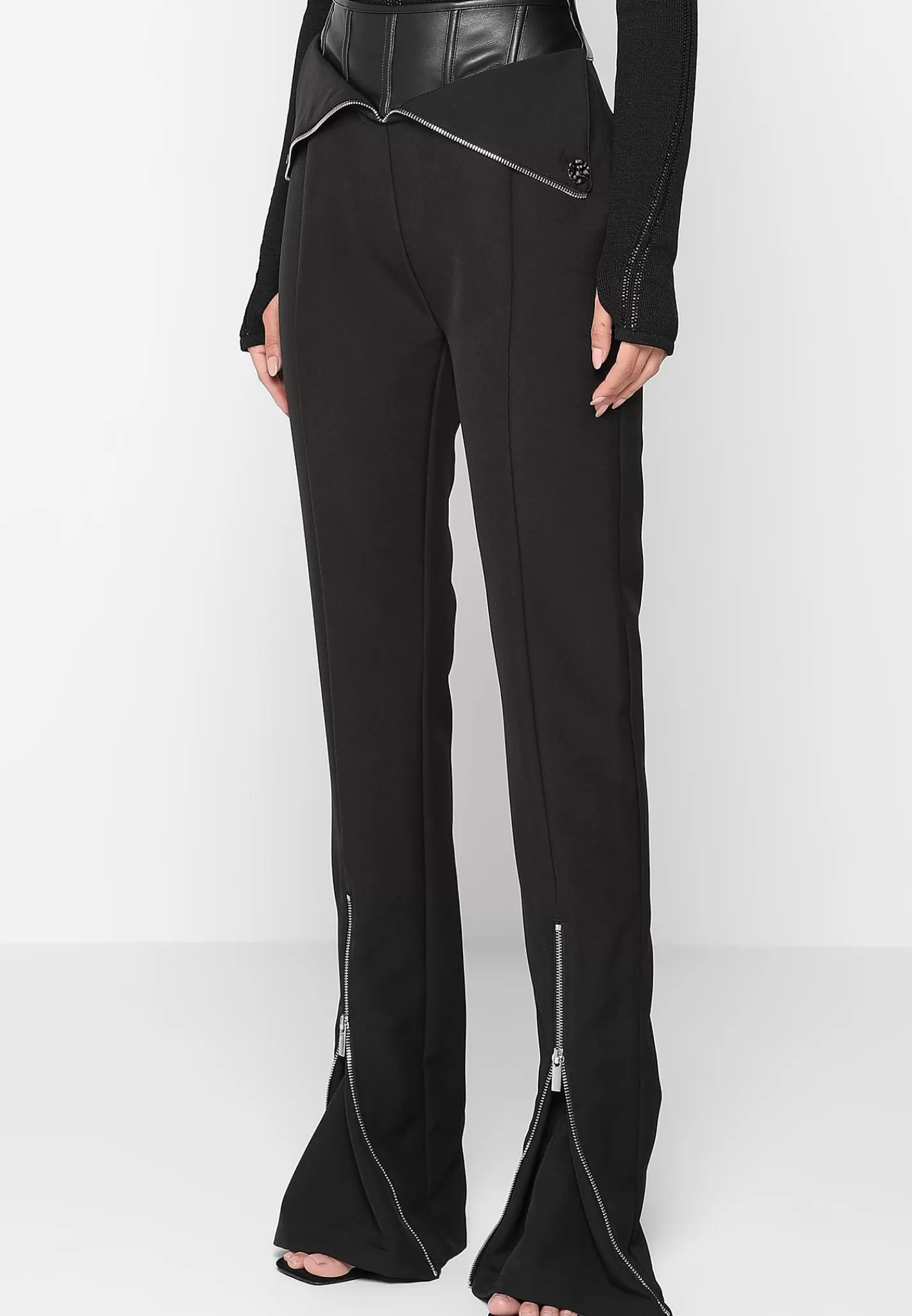 Vegan Leather Corset Zip Trousers - -Manière De Voir Fashion