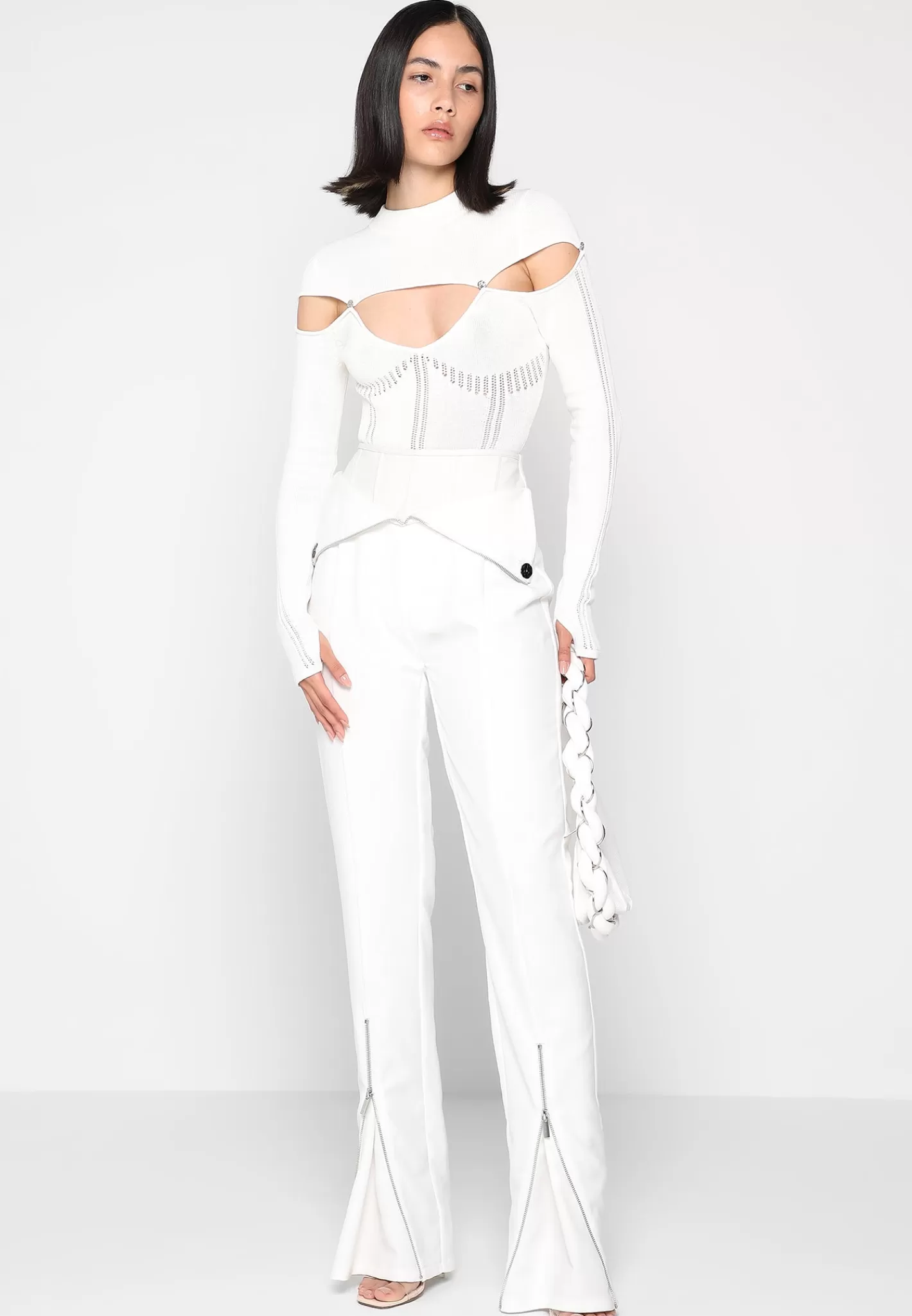 Vegan Leather Corset Zip Trousers - -Manière De Voir Cheap