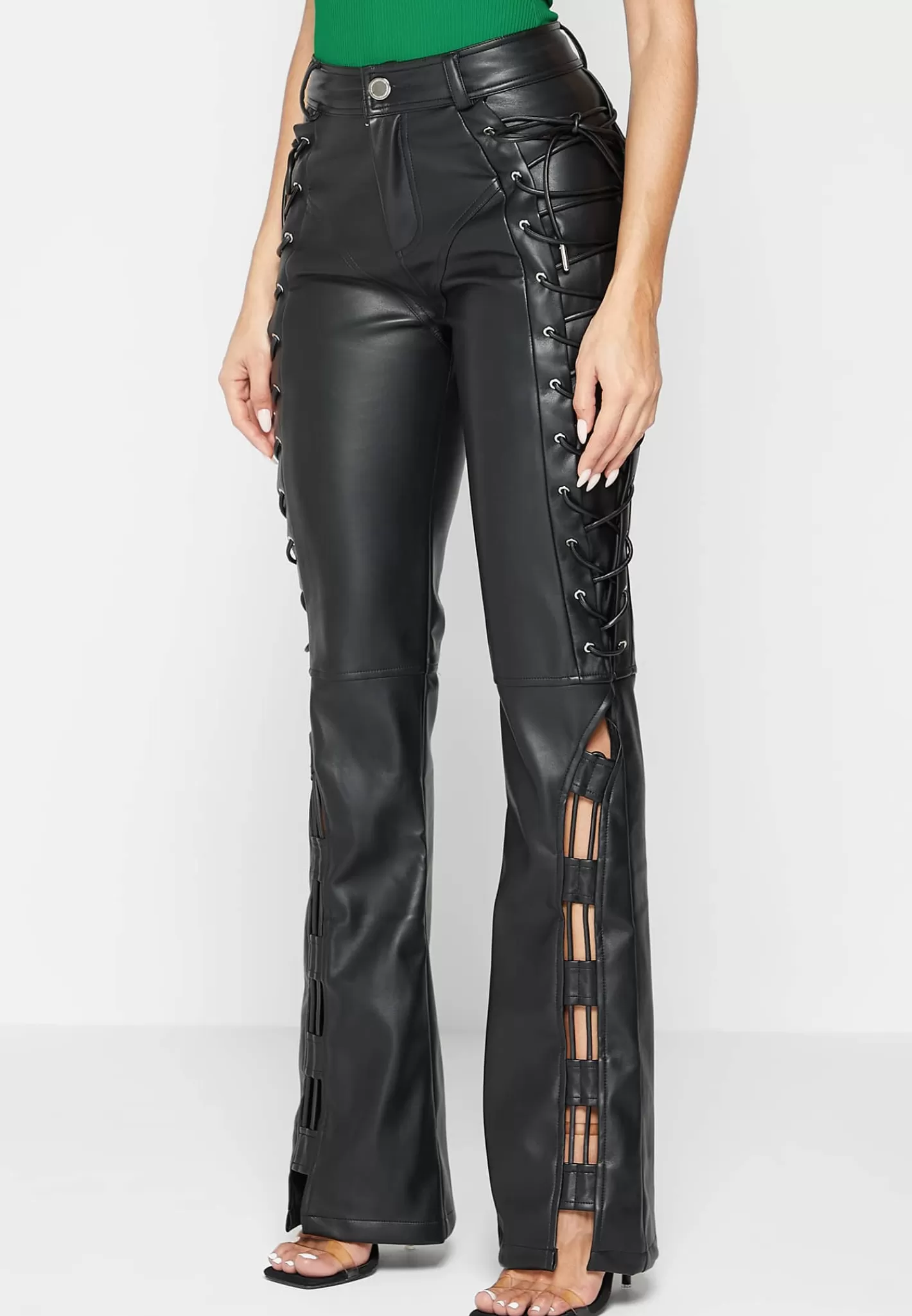 Vegan Leather Lace Up Trousers - -Manière De Voir Cheap