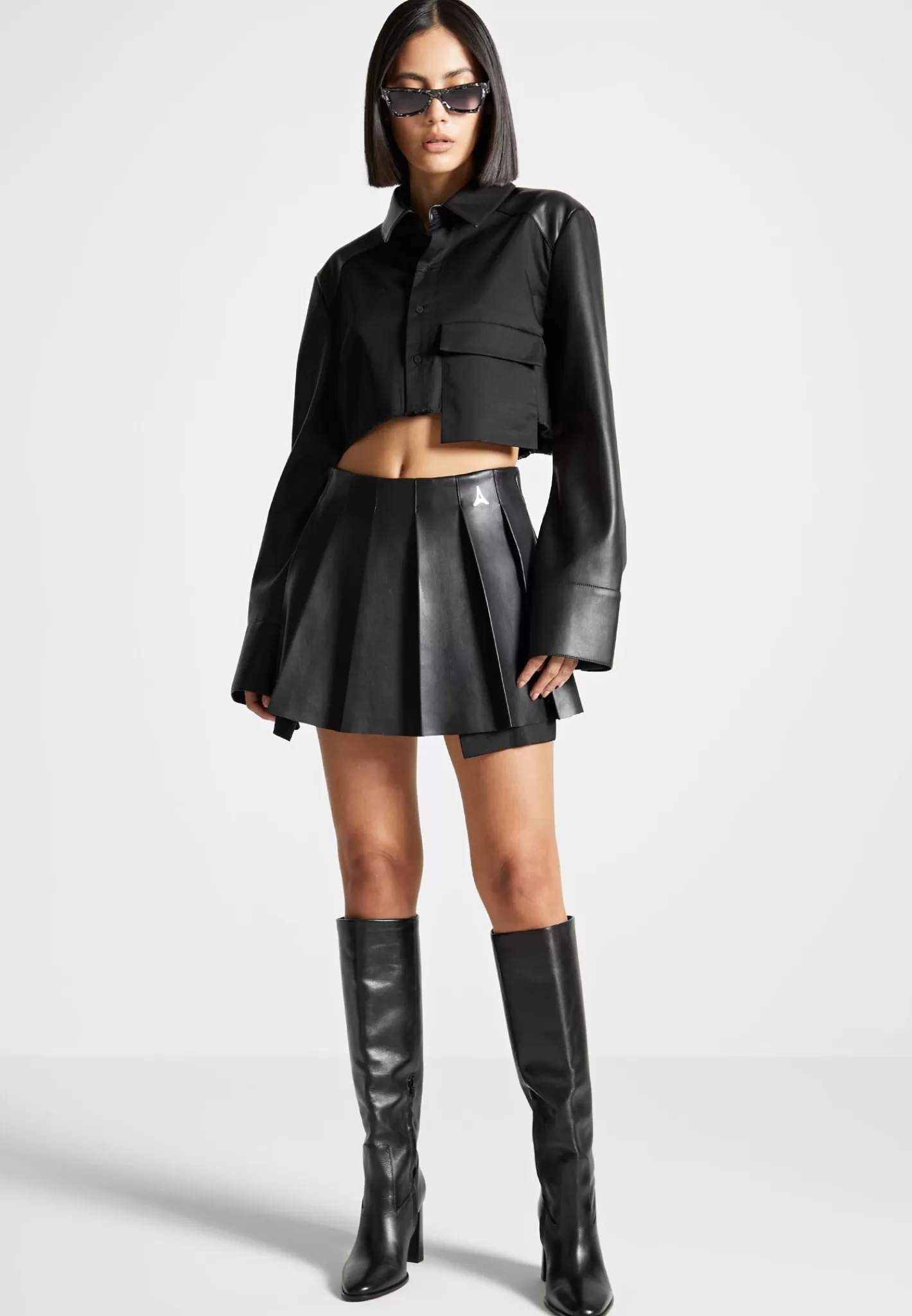 Vegan Leather Pleated Skort - -Manière De Voir Store
