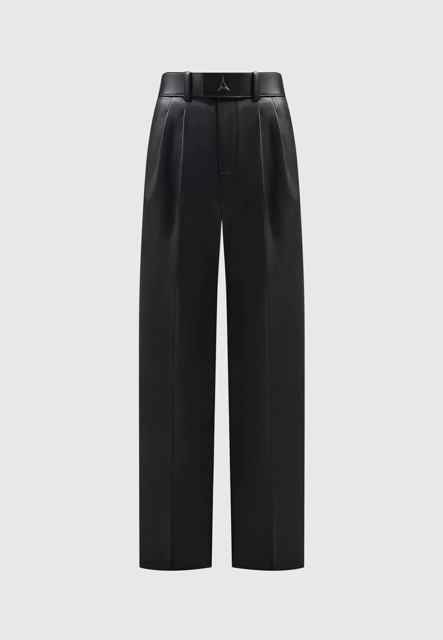 Vegan Leather Pleated Trousers with Eiffel Belt - -Manière De Voir Outlet