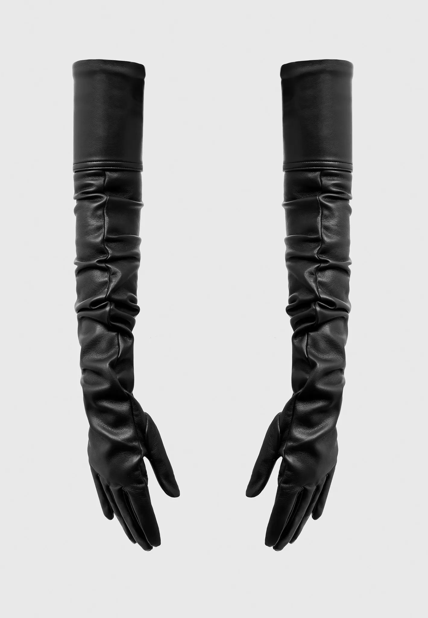 Vegan Leather Ruched Long Gloves - -Manière De Voir Cheap