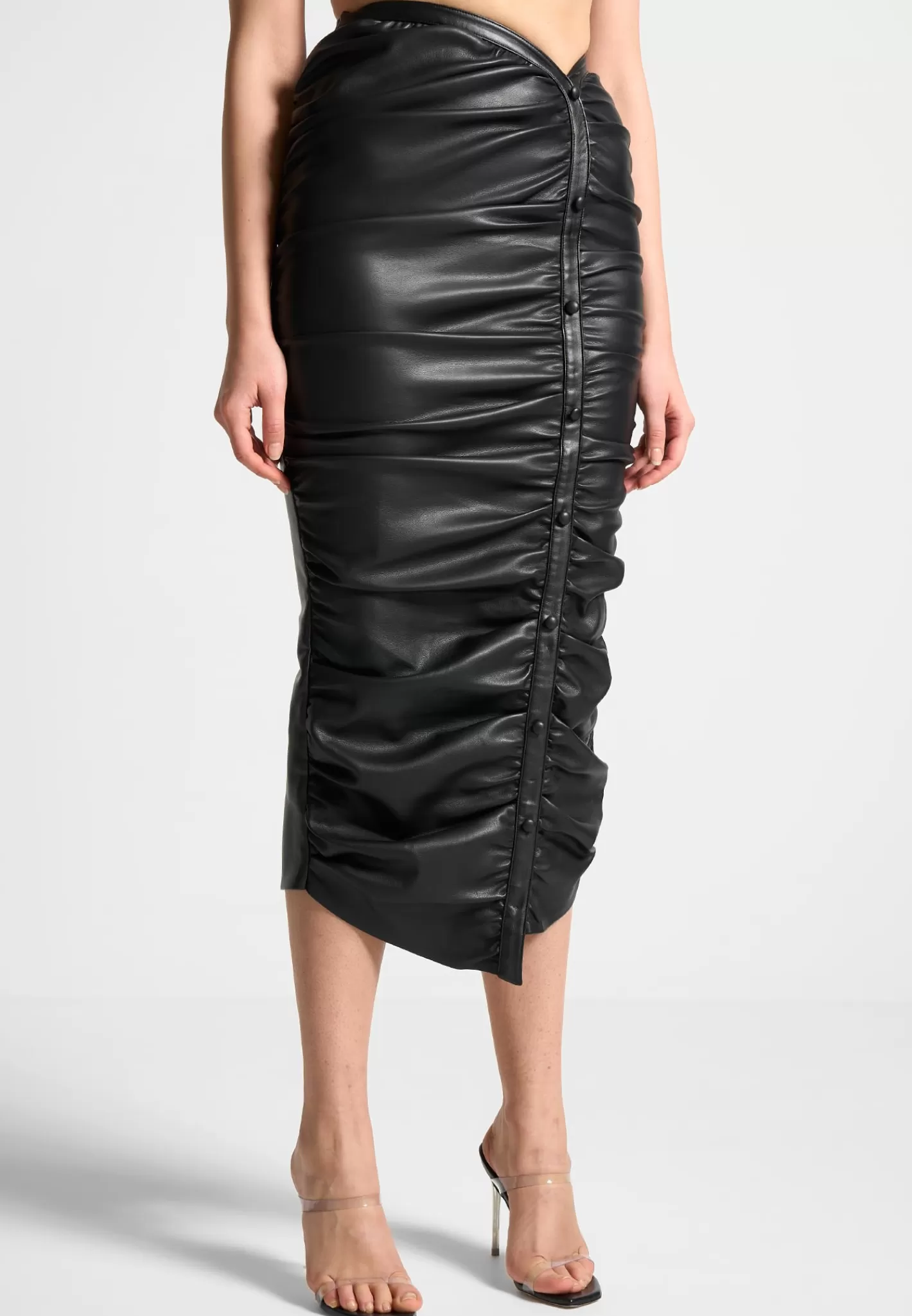 Vegan Leather Ruched Midaxi Skirt - -Manière De Voir Discount