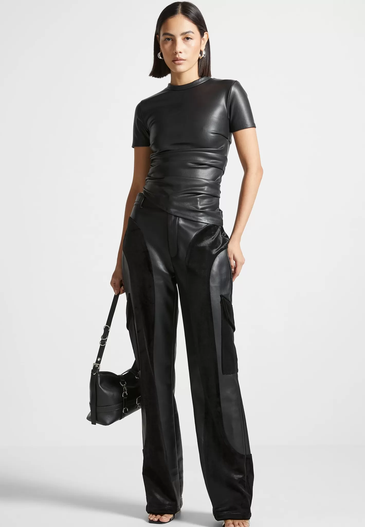 Vegan Leather Ruched T-Shirt - -Manière De Voir Hot