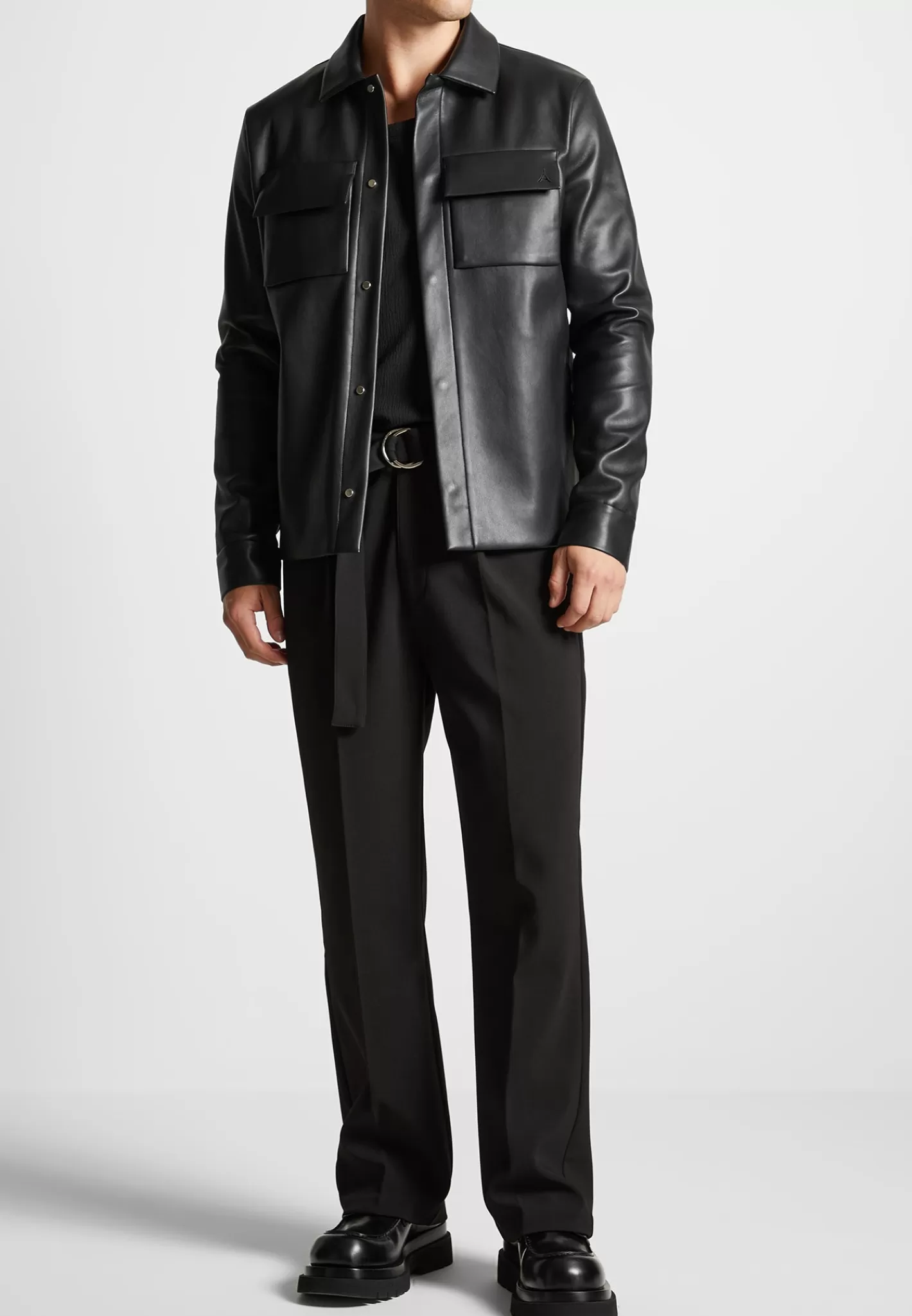 Vegan Leather Shirt Jacket - -Manière De Voir Online