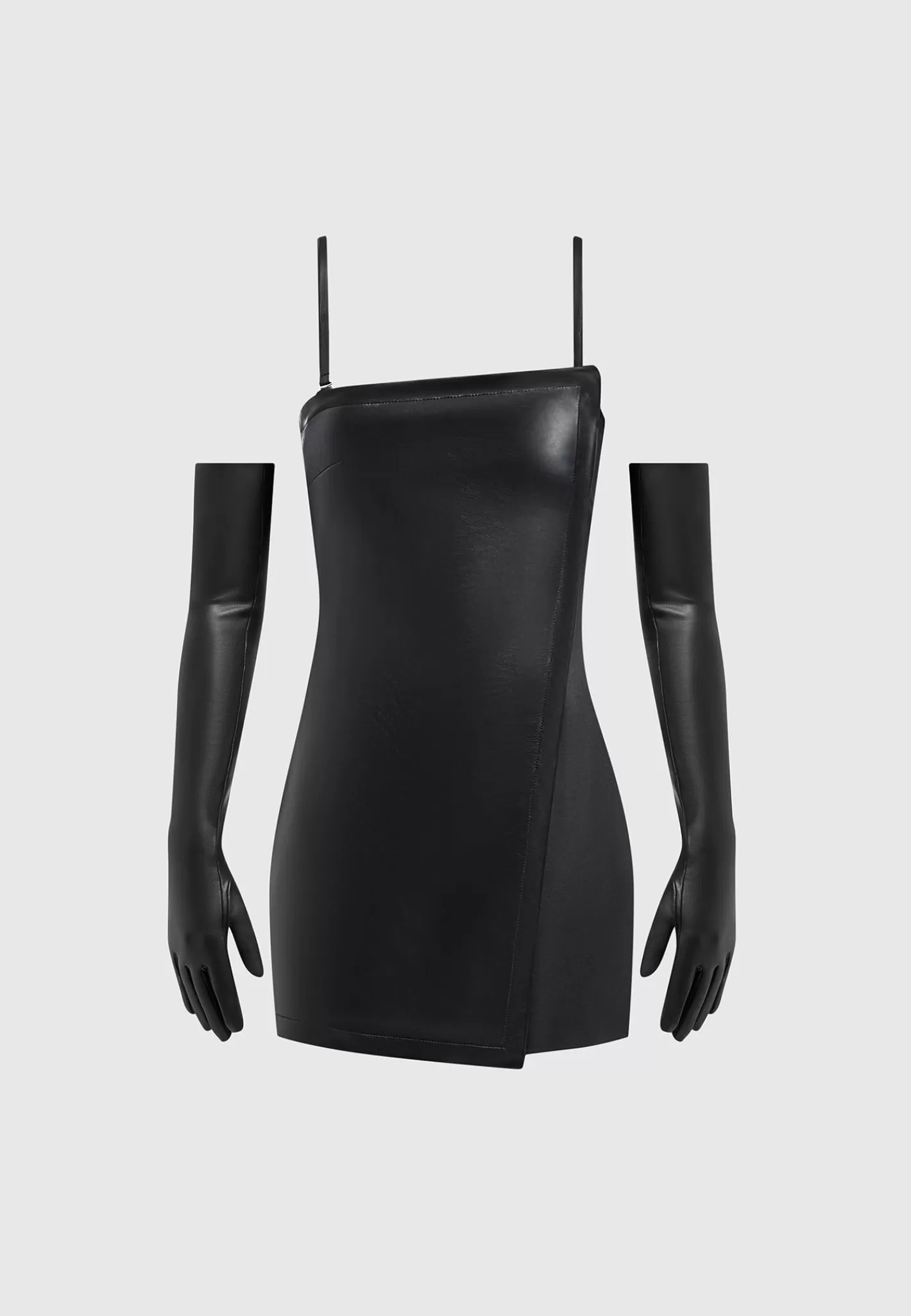 Vegan Leather Tailored Playsuit with Gloves - -Manière De Voir Flash Sale