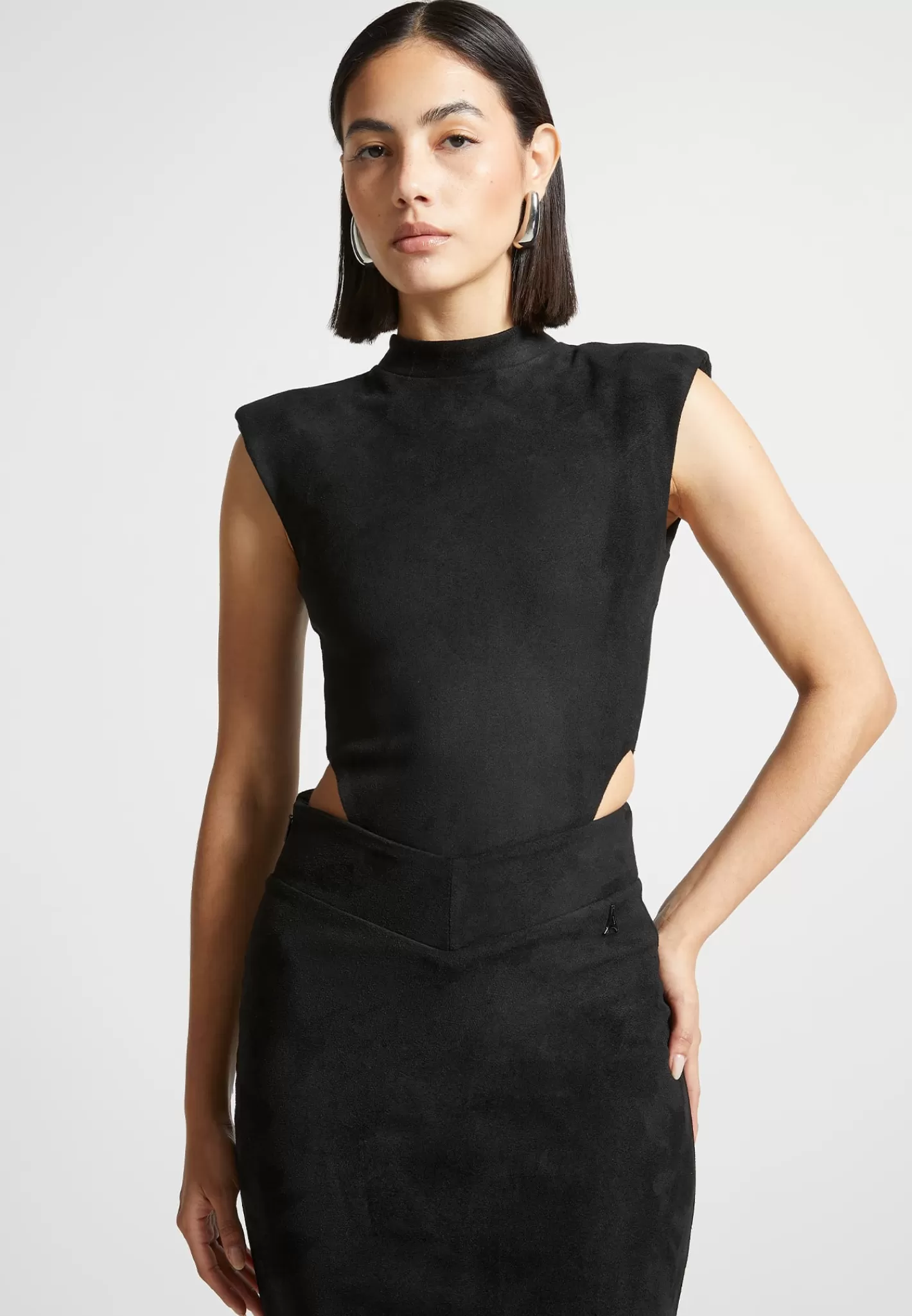 Vegan Suede Wide Shoulder Bodysuit - -Manière De Voir Online
