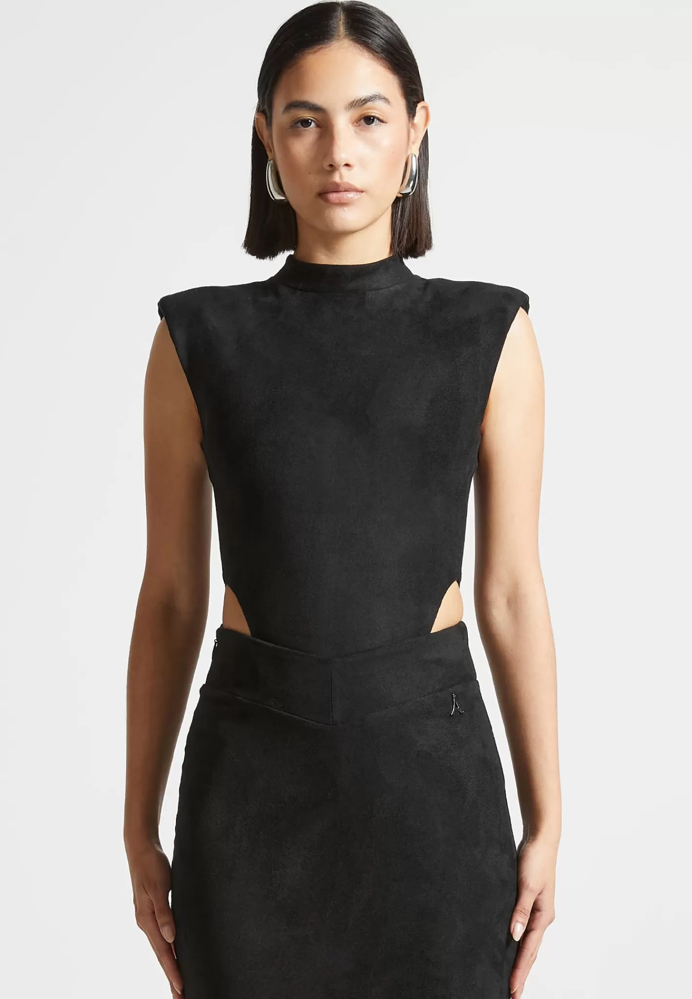 Vegan Suede Wide Shoulder Bodysuit - -Manière De Voir Online
