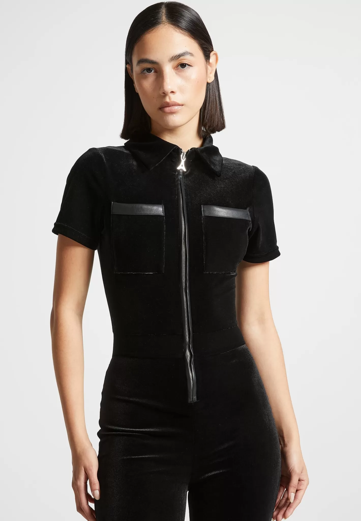 Velour Fit and Flare Jumpsuit - -Manière De Voir Sale