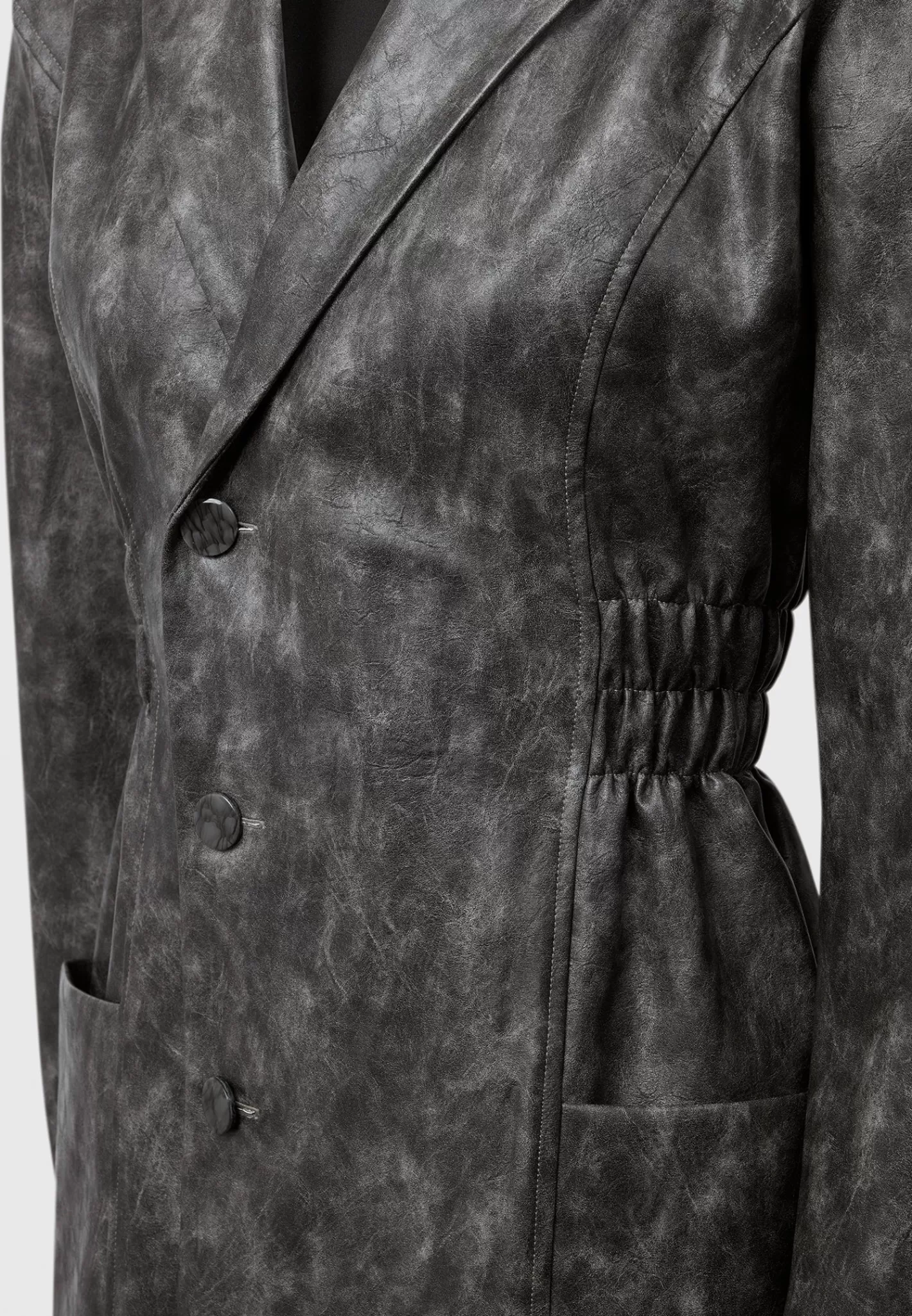Vintage Double Breasted Vegan Leather Blazer Dress - -Manière De Voir Store