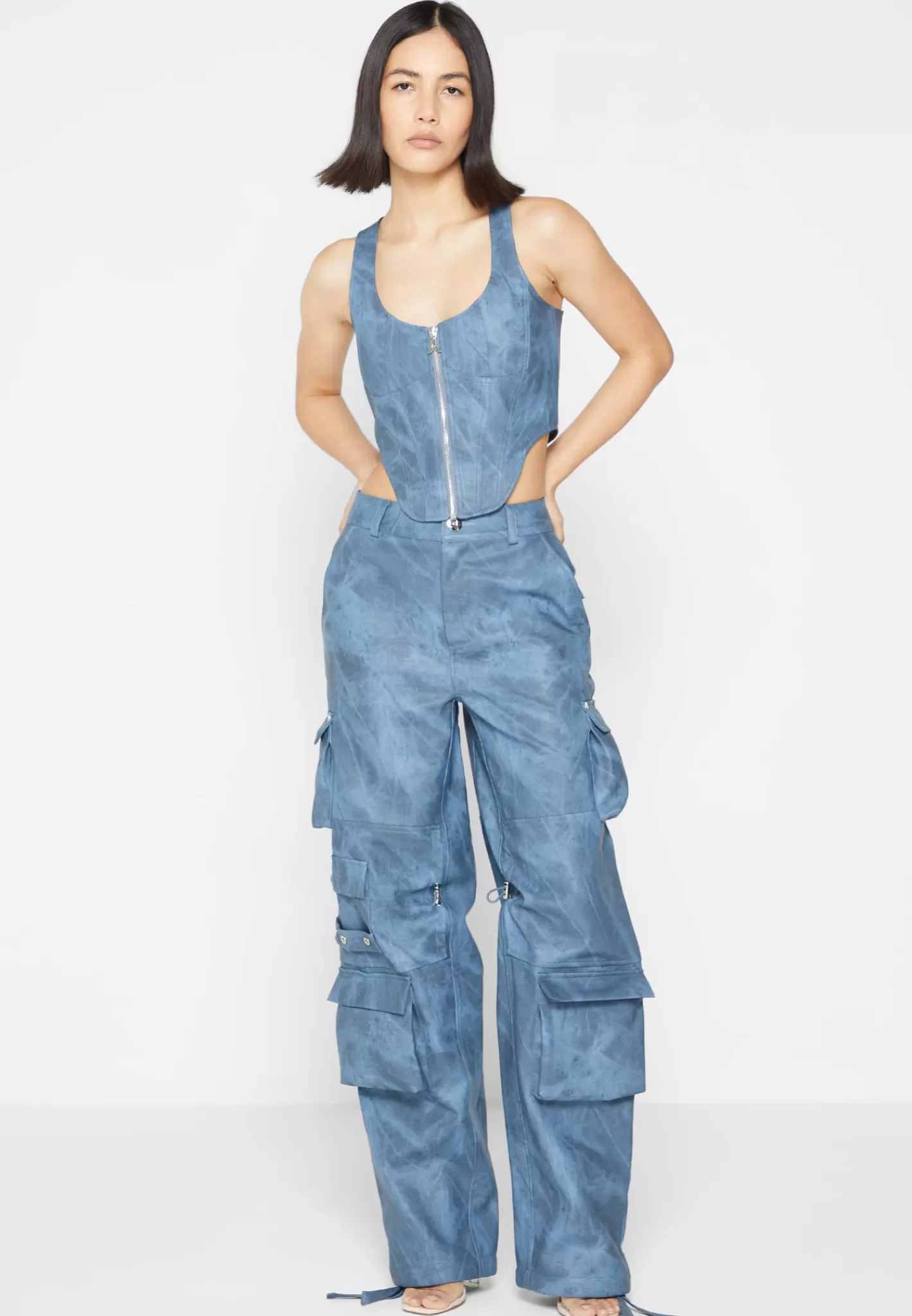 Vintage Marble Leather Corset Top - Washed -Manière De Voir Cheap