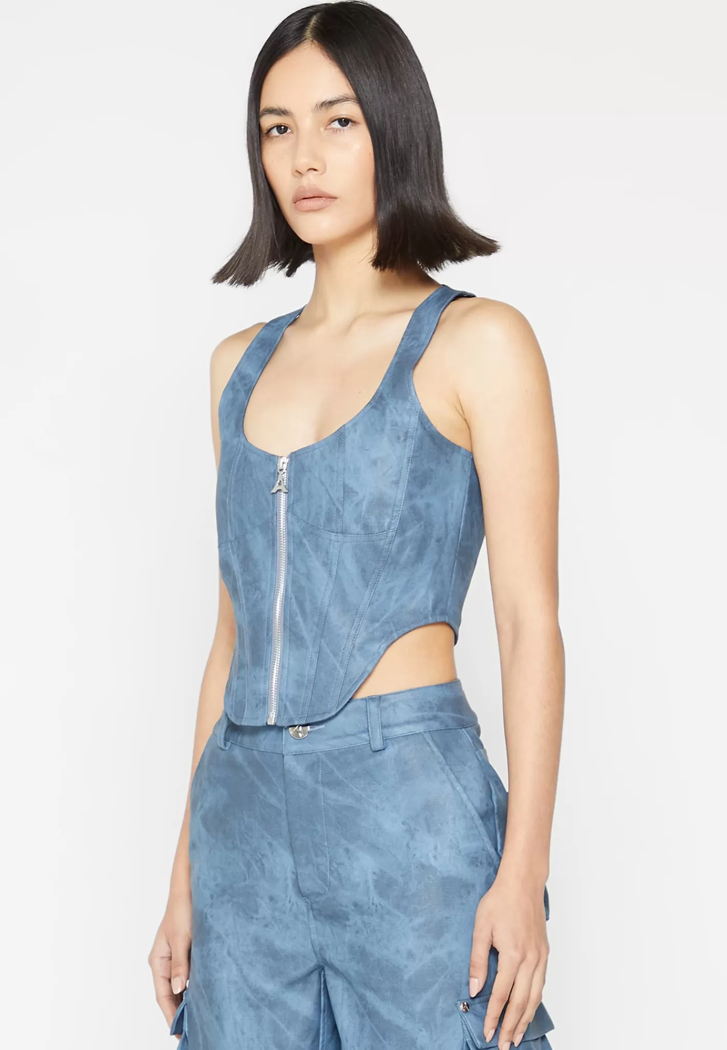 Vintage Marble Leather Corset Top - Washed -Manière De Voir Cheap