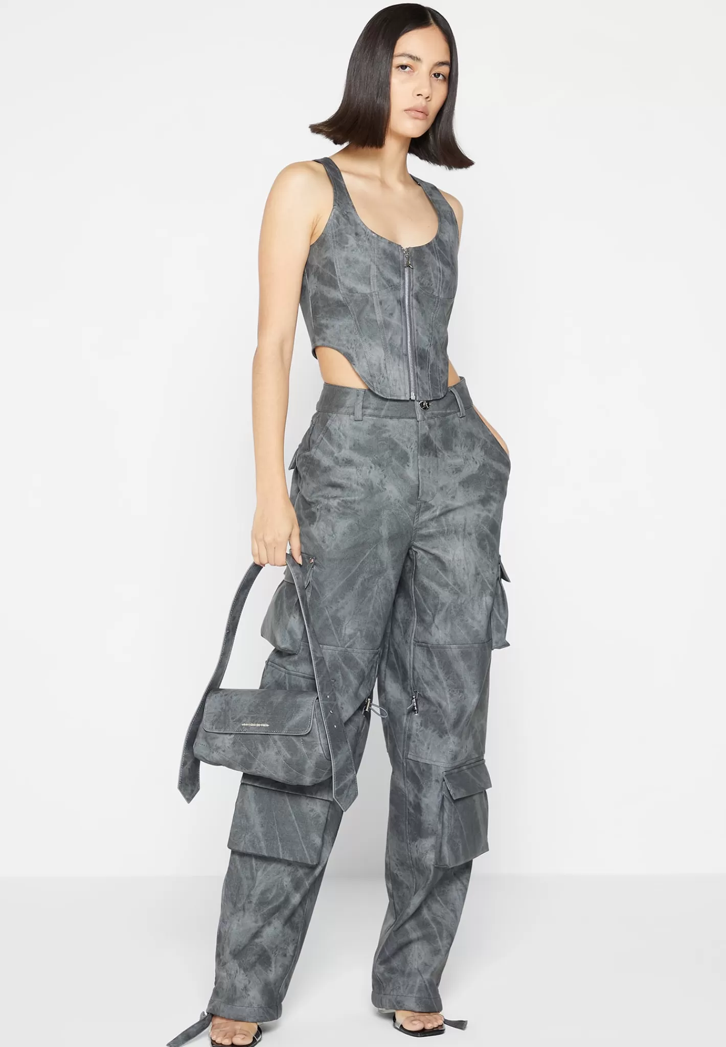 Vintage Marble Leather Corset Top - Washed -Manière De Voir Online