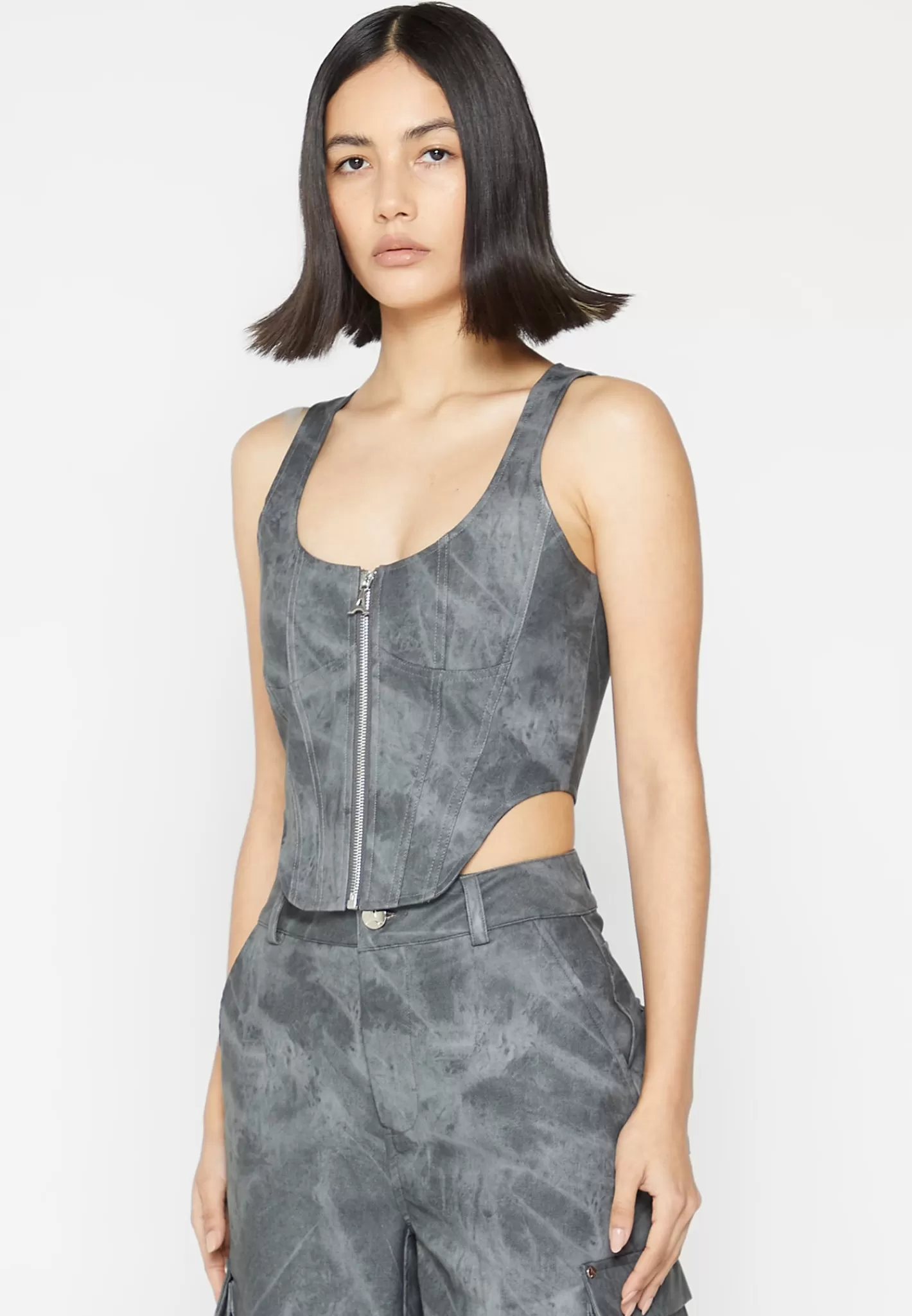 Vintage Marble Leather Corset Top - Washed -Manière De Voir Online