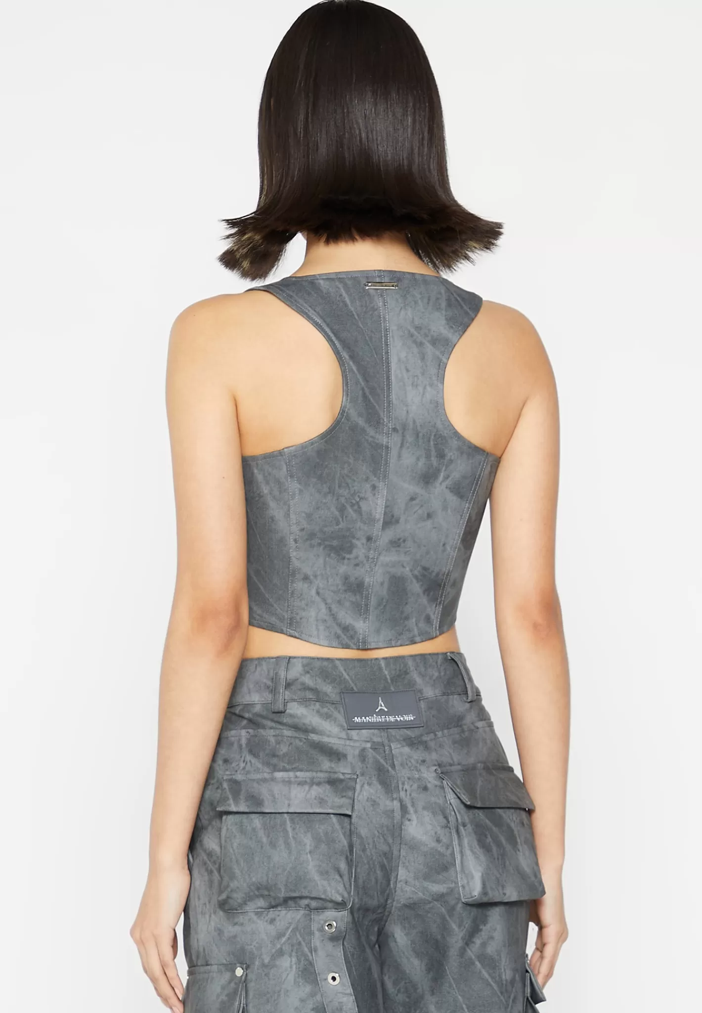 Vintage Marble Leather Corset Top - Washed -Manière De Voir Online