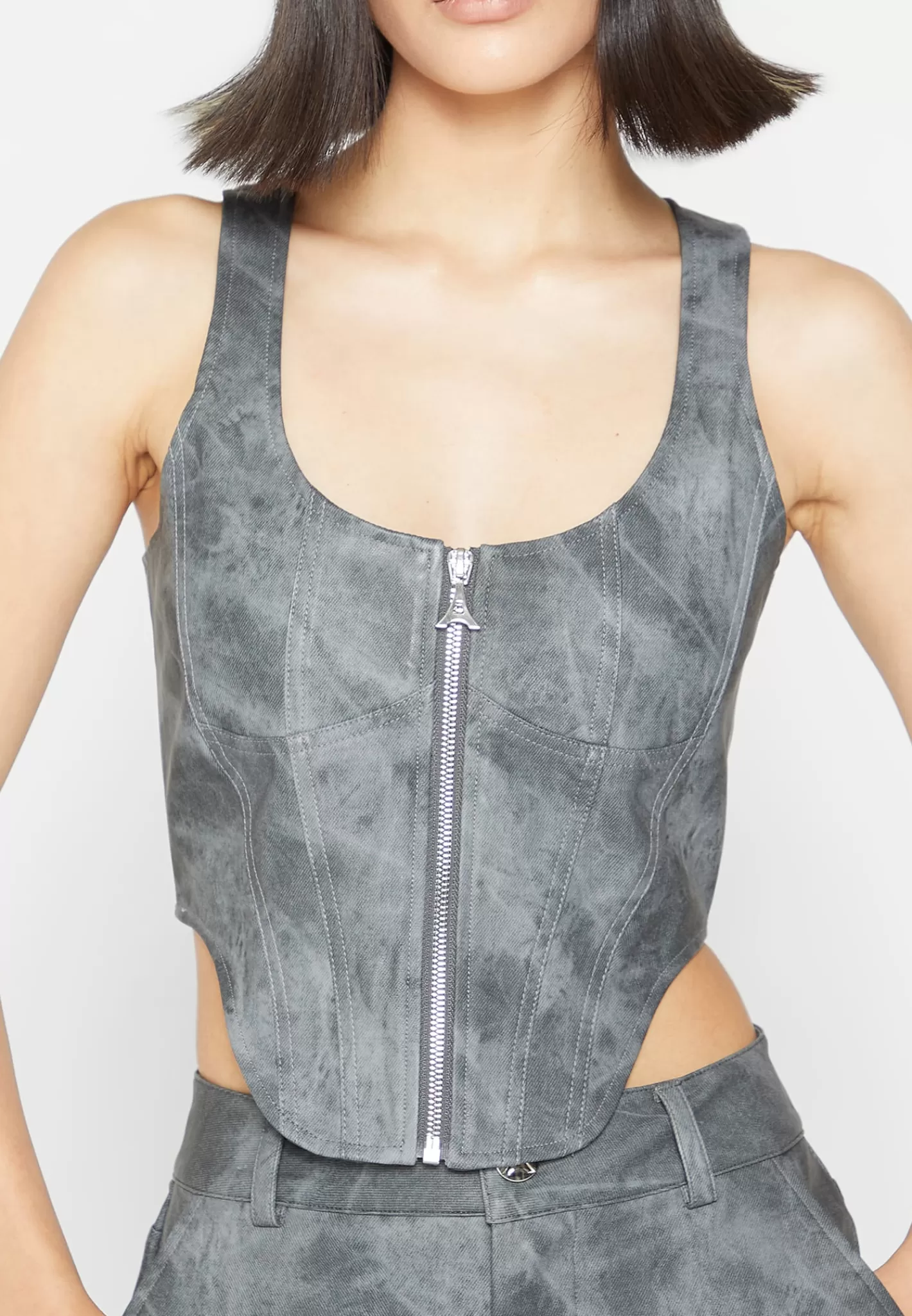 Vintage Marble Leather Corset Top - Washed -Manière De Voir Online