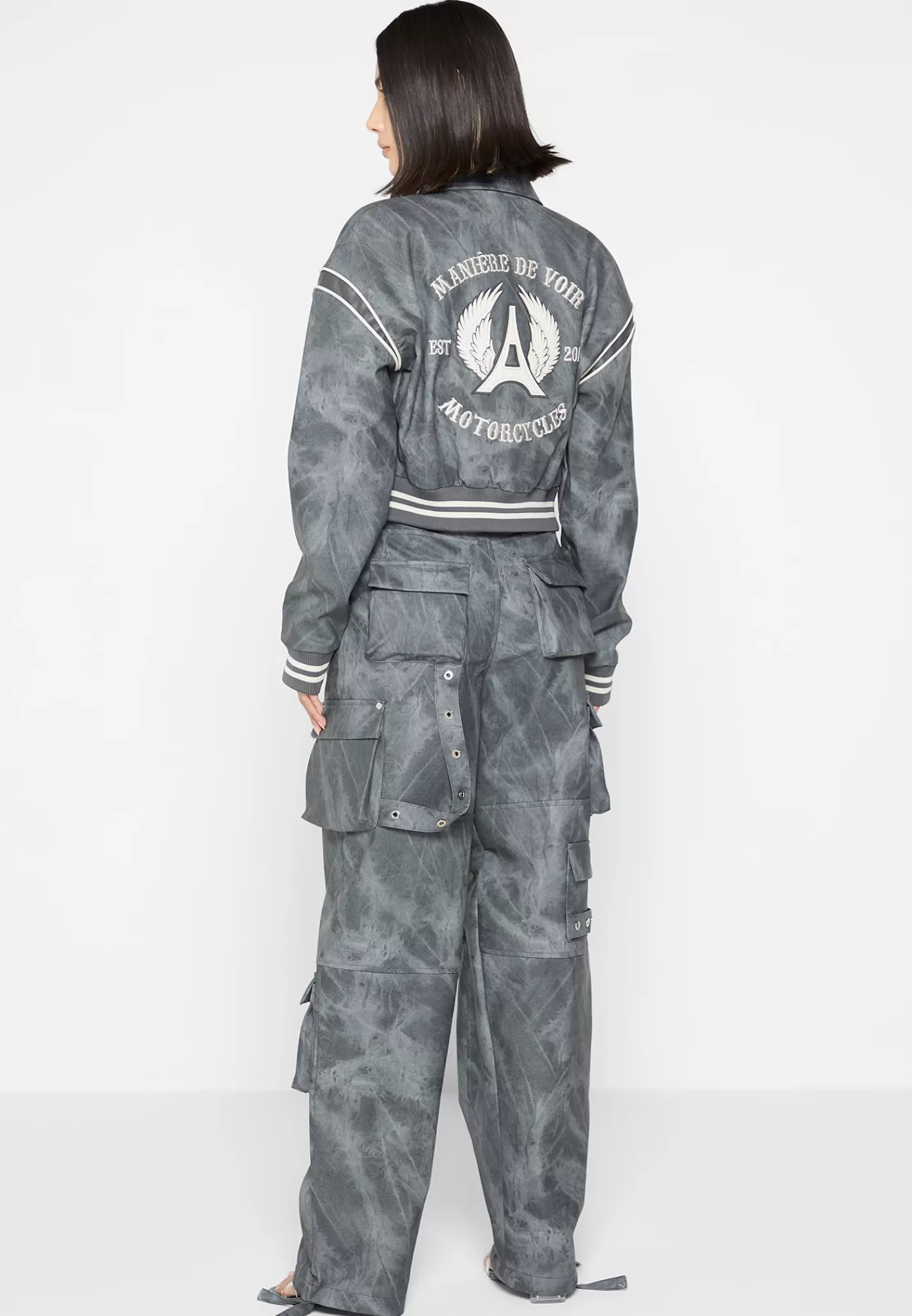 Vintage Marble Leather Varsity Jacket - Washed -Manière De Voir Best Sale