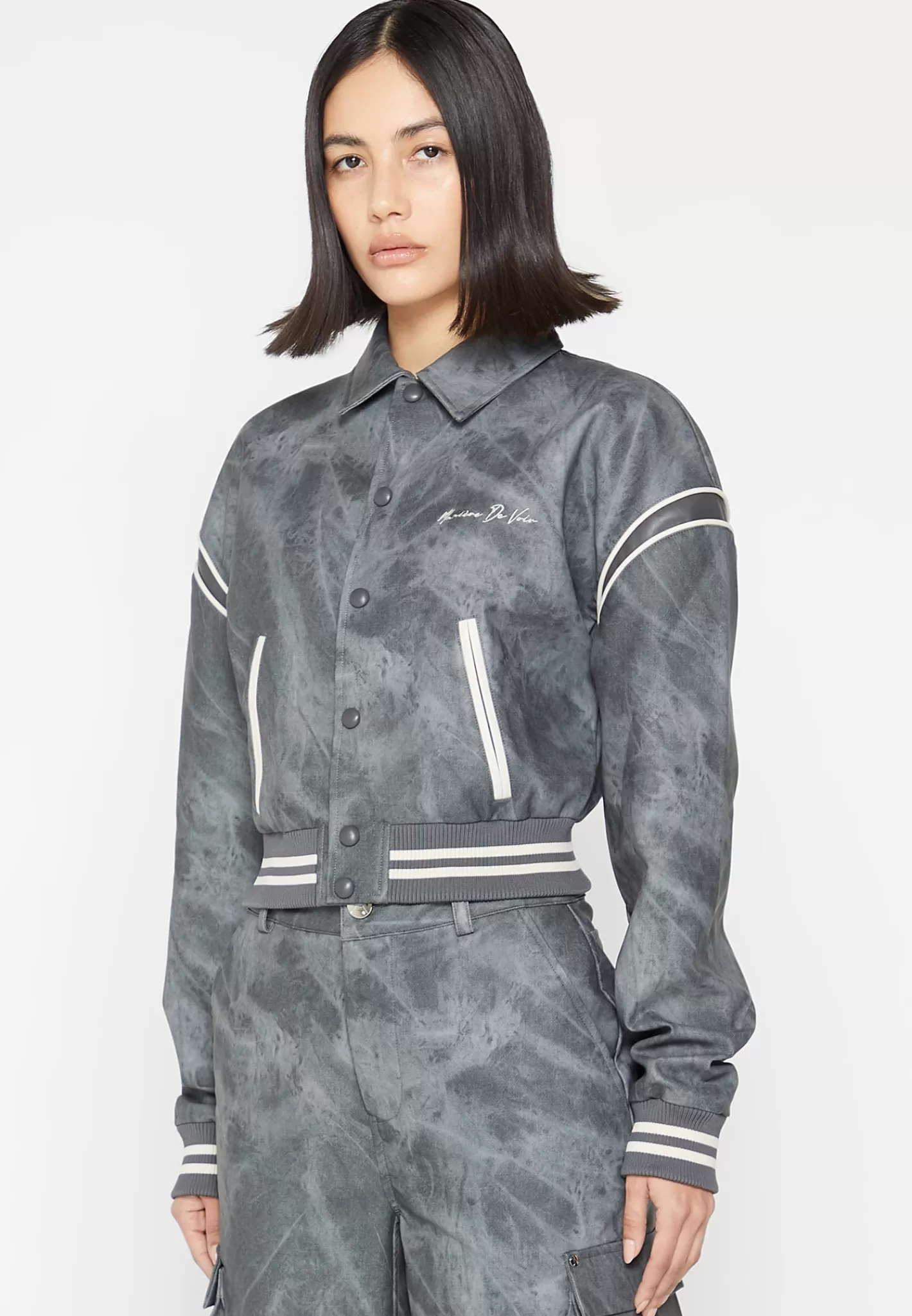 Vintage Marble Leather Varsity Jacket - Washed -Manière De Voir Best Sale