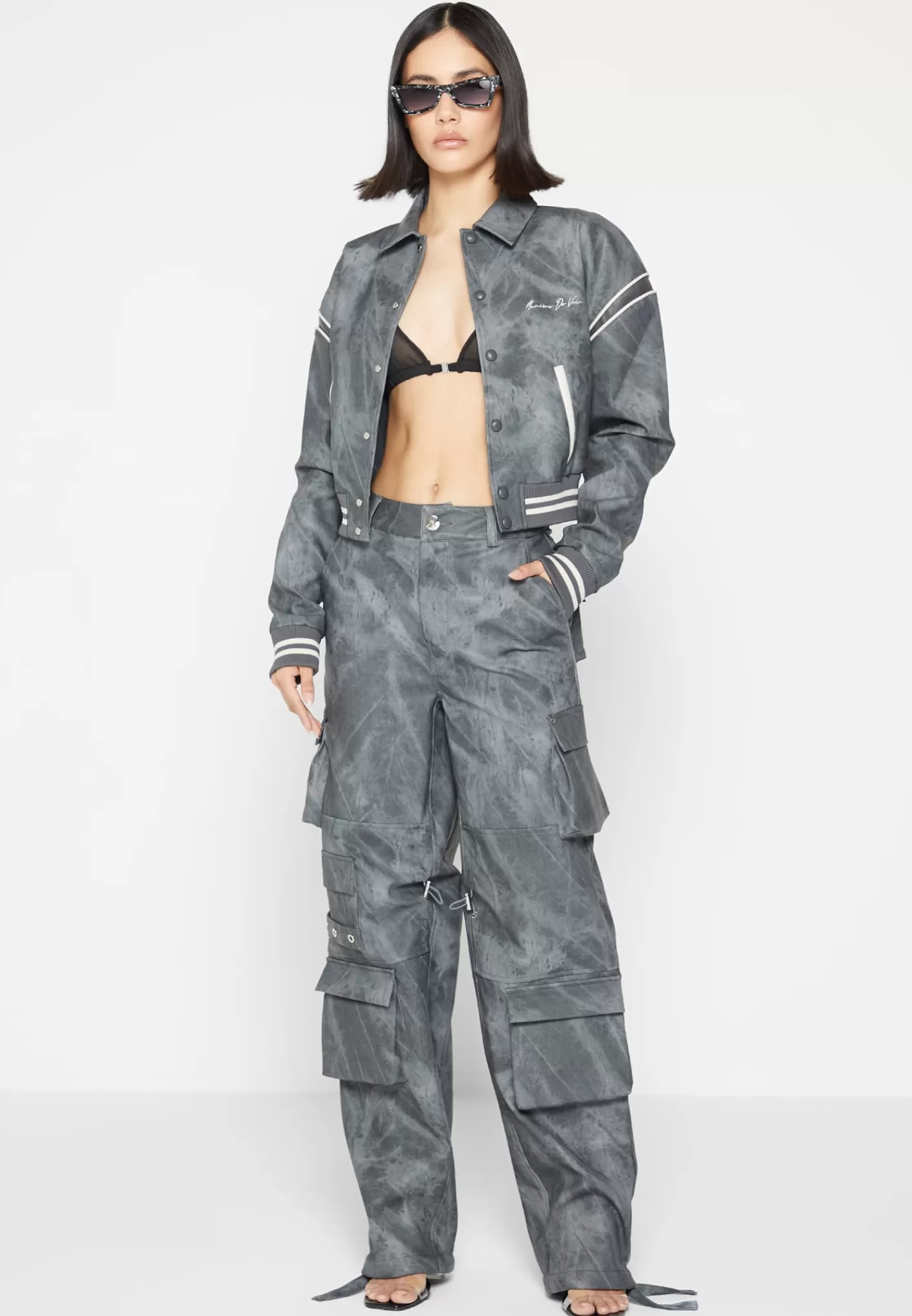 Vintage Marble Leather Varsity Jacket - Washed -Manière De Voir Best Sale