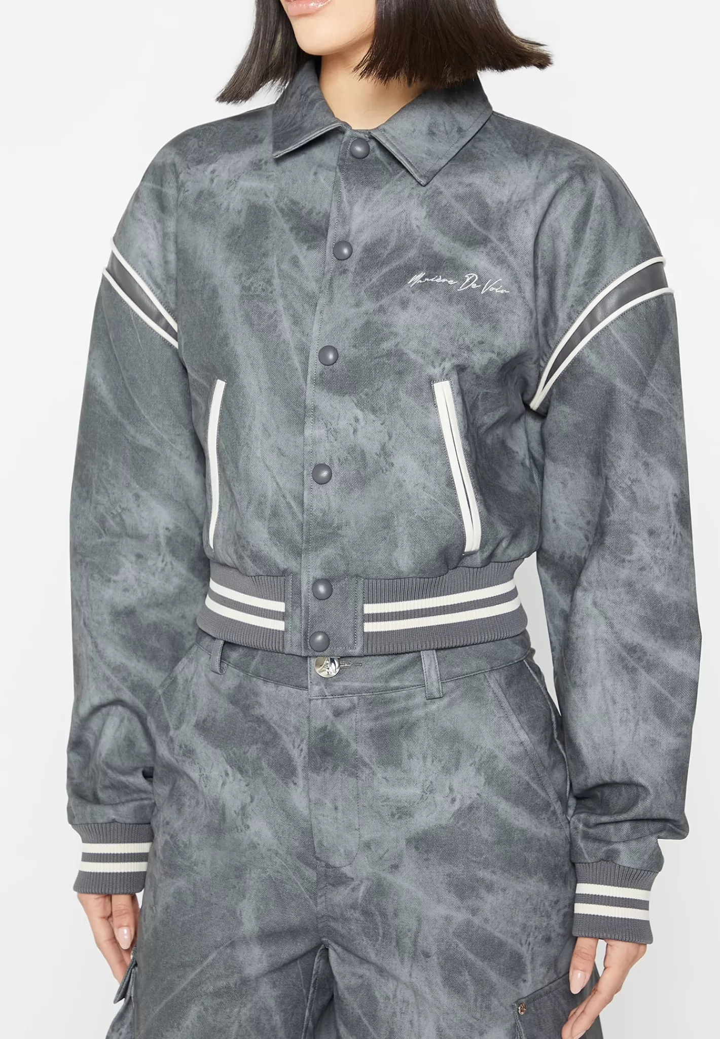 Vintage Marble Leather Varsity Jacket - Washed -Manière De Voir Best Sale