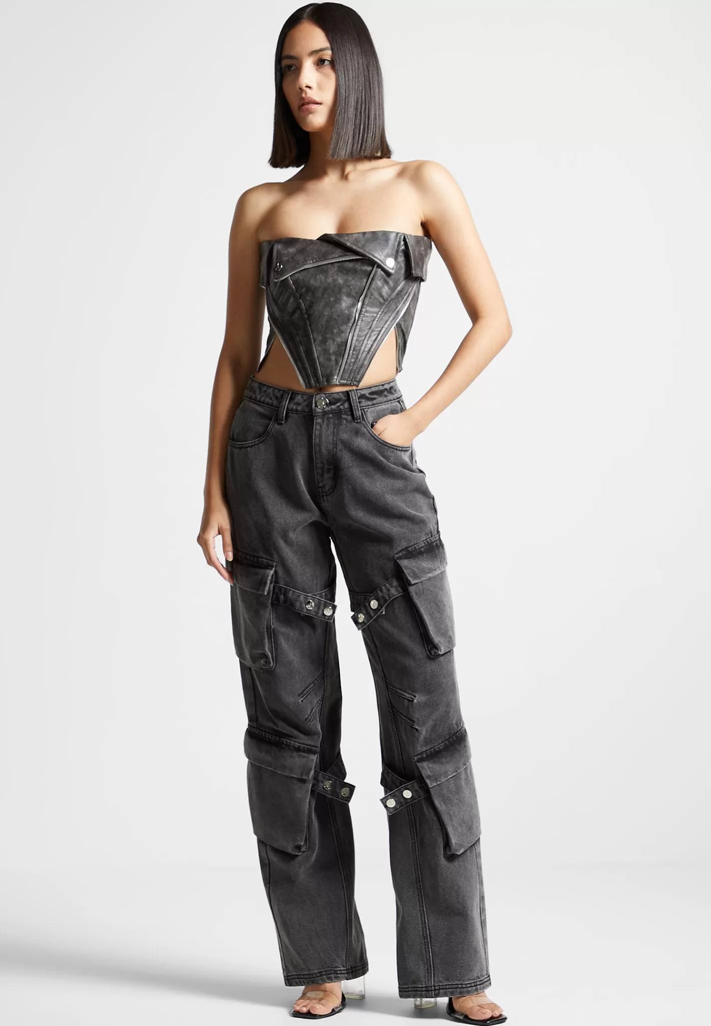 Vintage Vegan Leather Biker Corset - -Manière De Voir Outlet