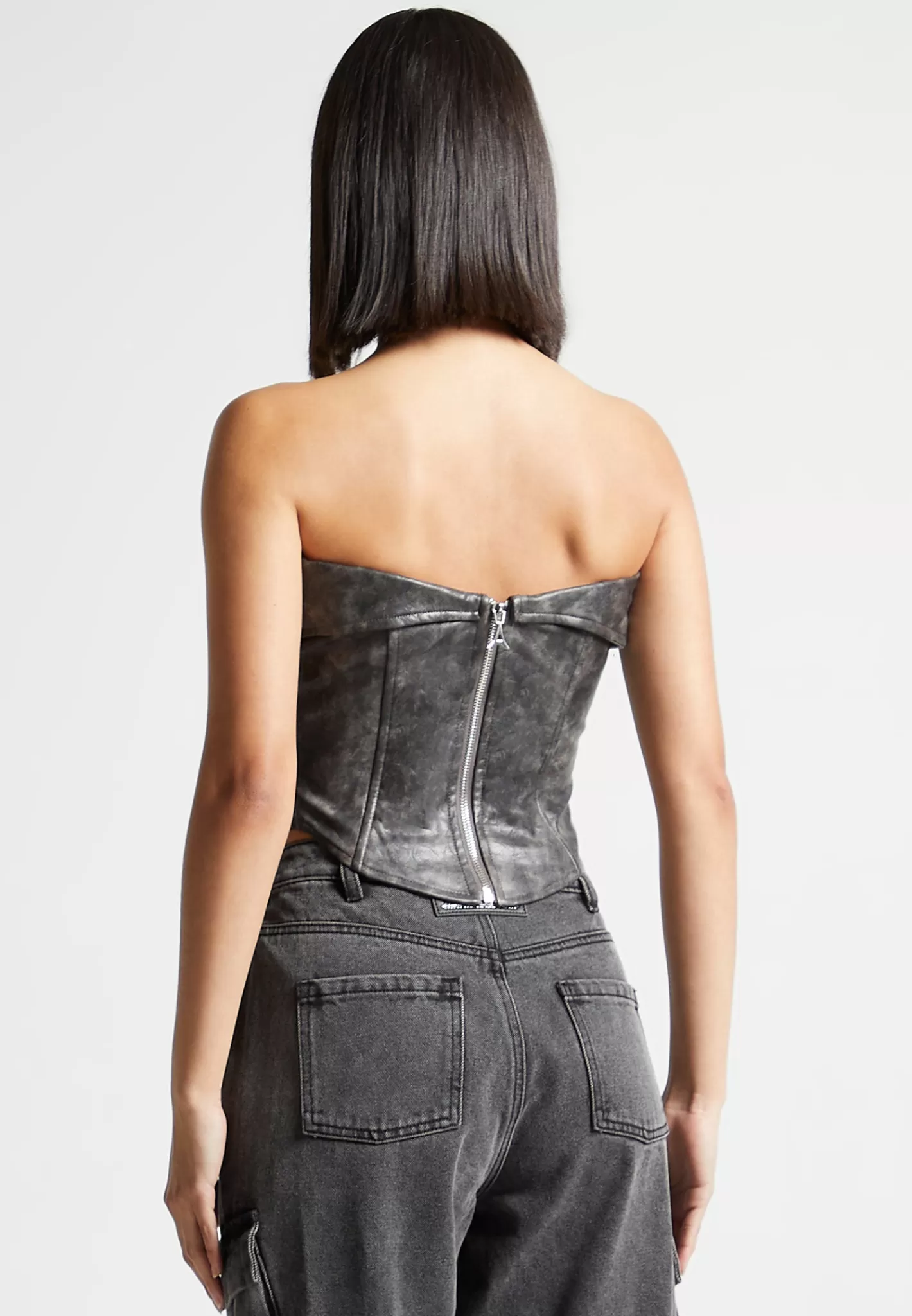 Vintage Vegan Leather Biker Corset - -Manière De Voir Outlet