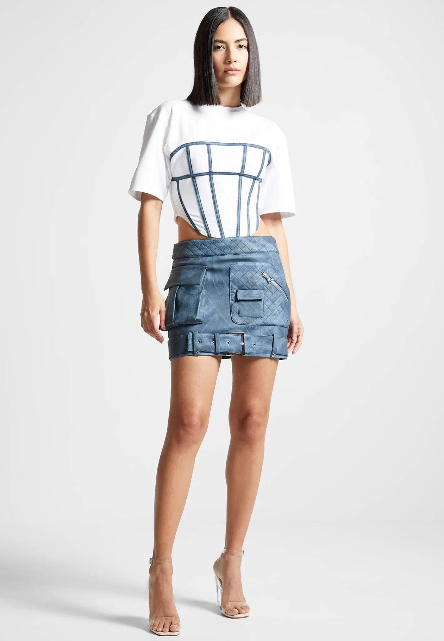 Vintage Vegan Leather Cargo Mini Skirt - -Manière De Voir New